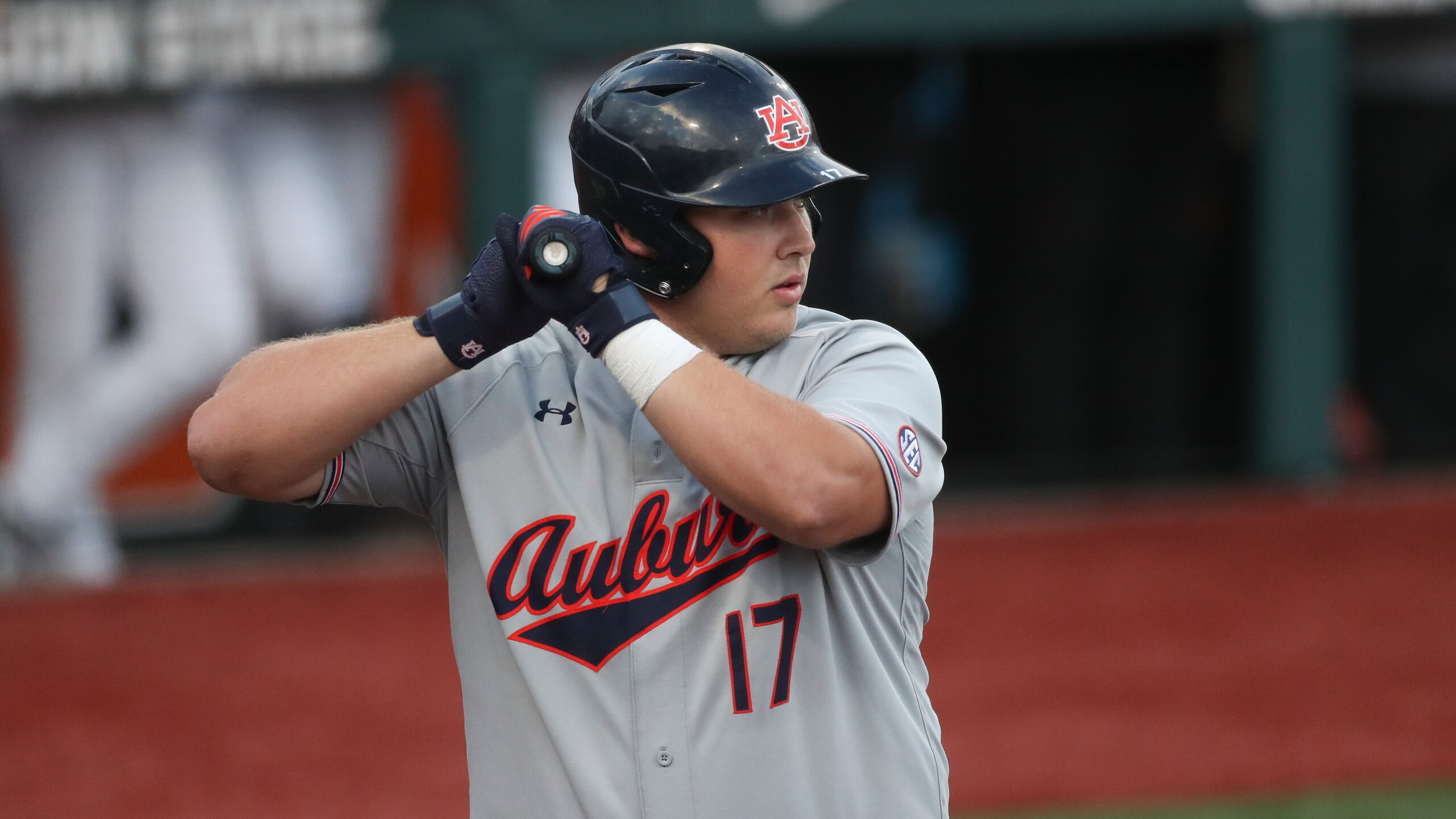 Auburn's Sonny DiChiara bats against Oregon State during an NCAA college baseball tournament super regional game on Saturday, June 11, 2022, in Corvallis, Ore. Auburn won 7-5. (AP Photo/Amanda Loman)