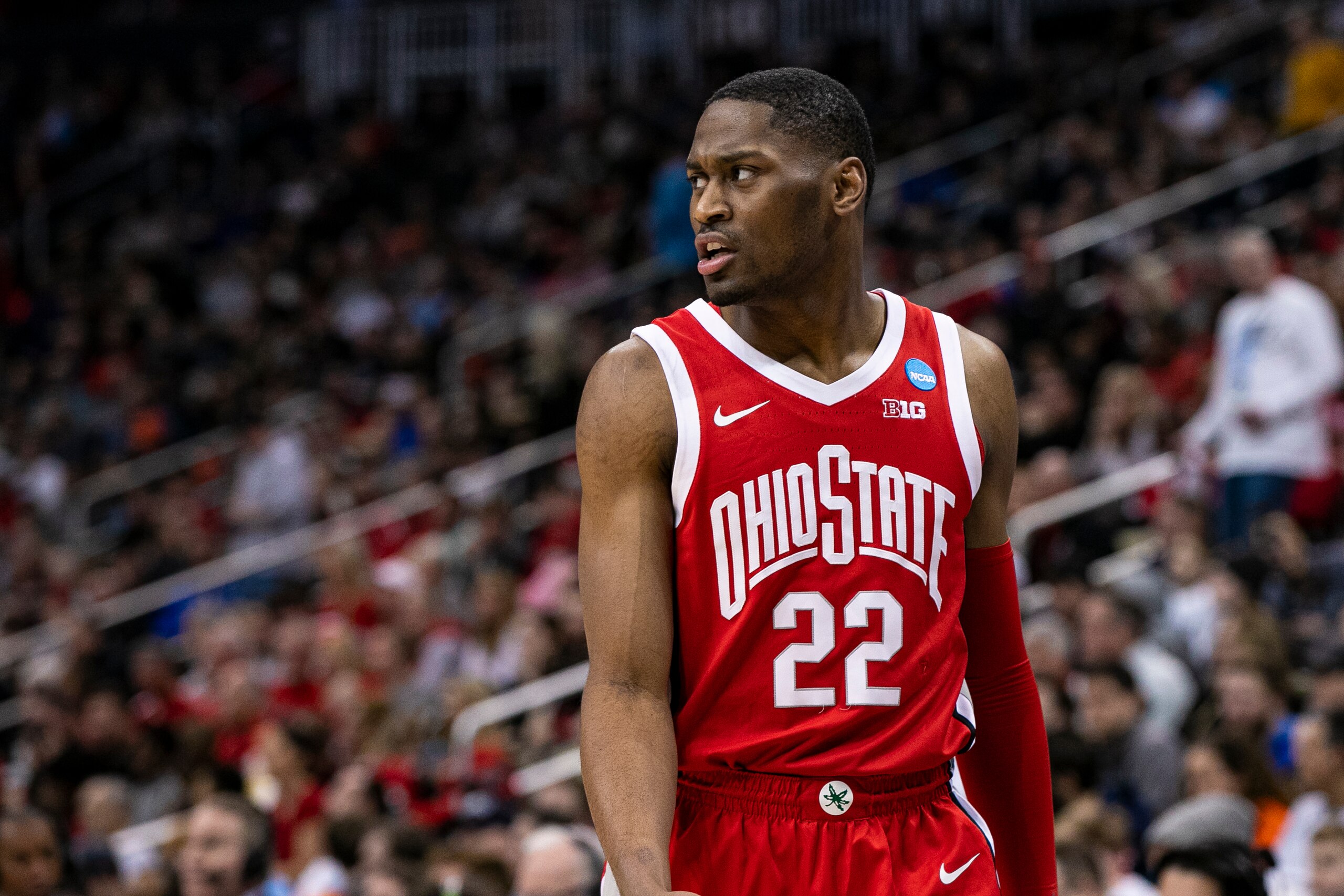 PITTSBURGH, PA - MARCH 20: Ohio State Buckeyes guard Malaki Branham (22) looks on during the men's March Madness college basketball game between the Ohio State Buckeyes and the Villanova Wildcats on March 20, 2022 at PPG Paints Arena in Pittsburgh, PA. (Photo by Mark Alberti/Icon Sportswire via Getty Images) PITTSBURGH, PA - MARCH 20: Ohio State Buckeyes guard Malaki Branham (22) looks on during the men's March Madness college basketball game between the Ohio State Buckeyes and the Villanova Wildcats on March 20, 2022 at PPG Paints Arena in Pittsburgh, PA. (Photo by Mark Alberti/Icon Sportswire via Getty Images)