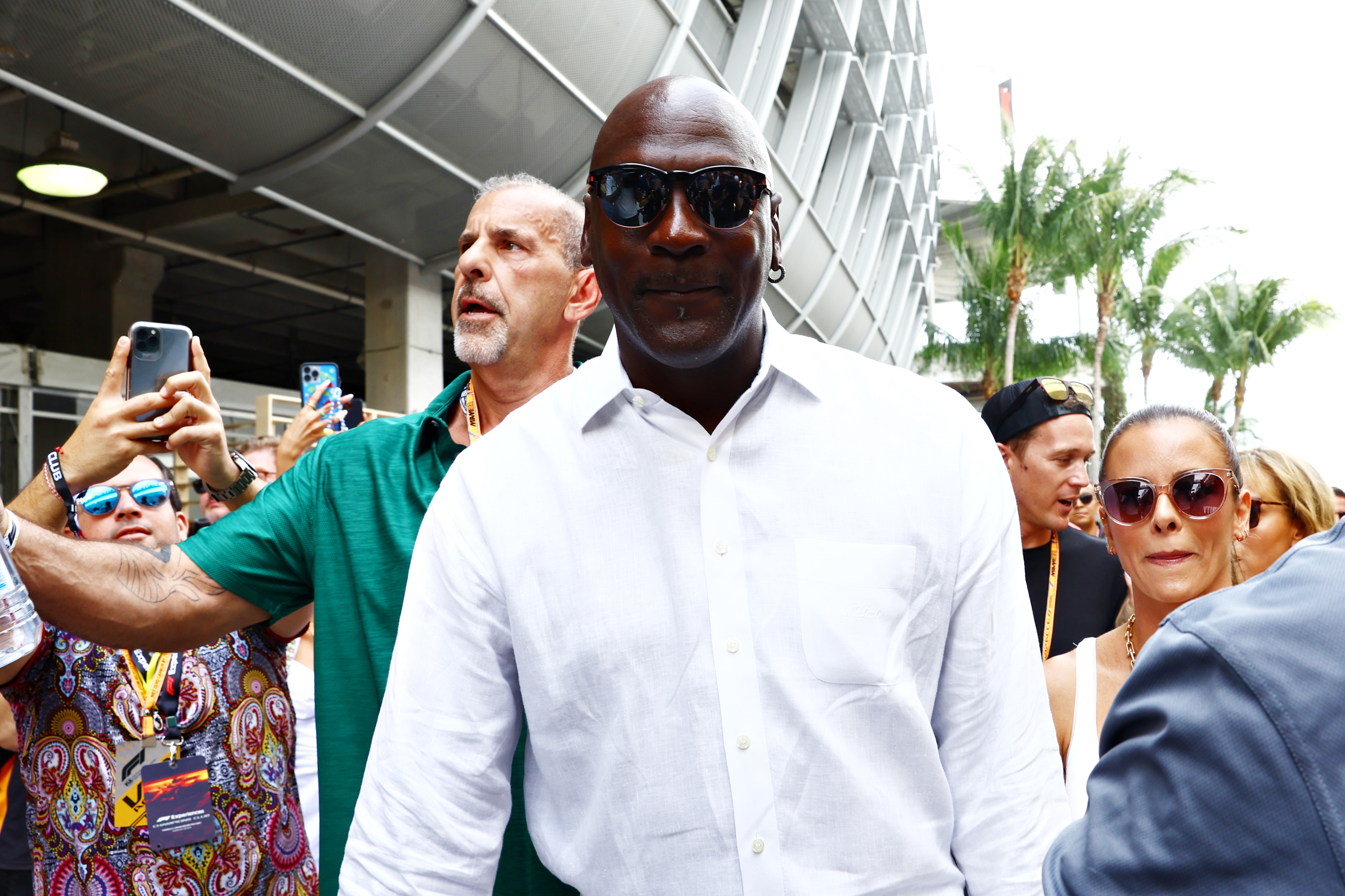 MIAMI, FLORIDA - MAY 08: Basketball legend Michael Jordan walks in the Paddock prior to the F1 Grand Prix of Miami at the Miami International Autodrome on May 08, 2022 in Miami, Florida. (Photo by Mark Thompson/Getty Images)