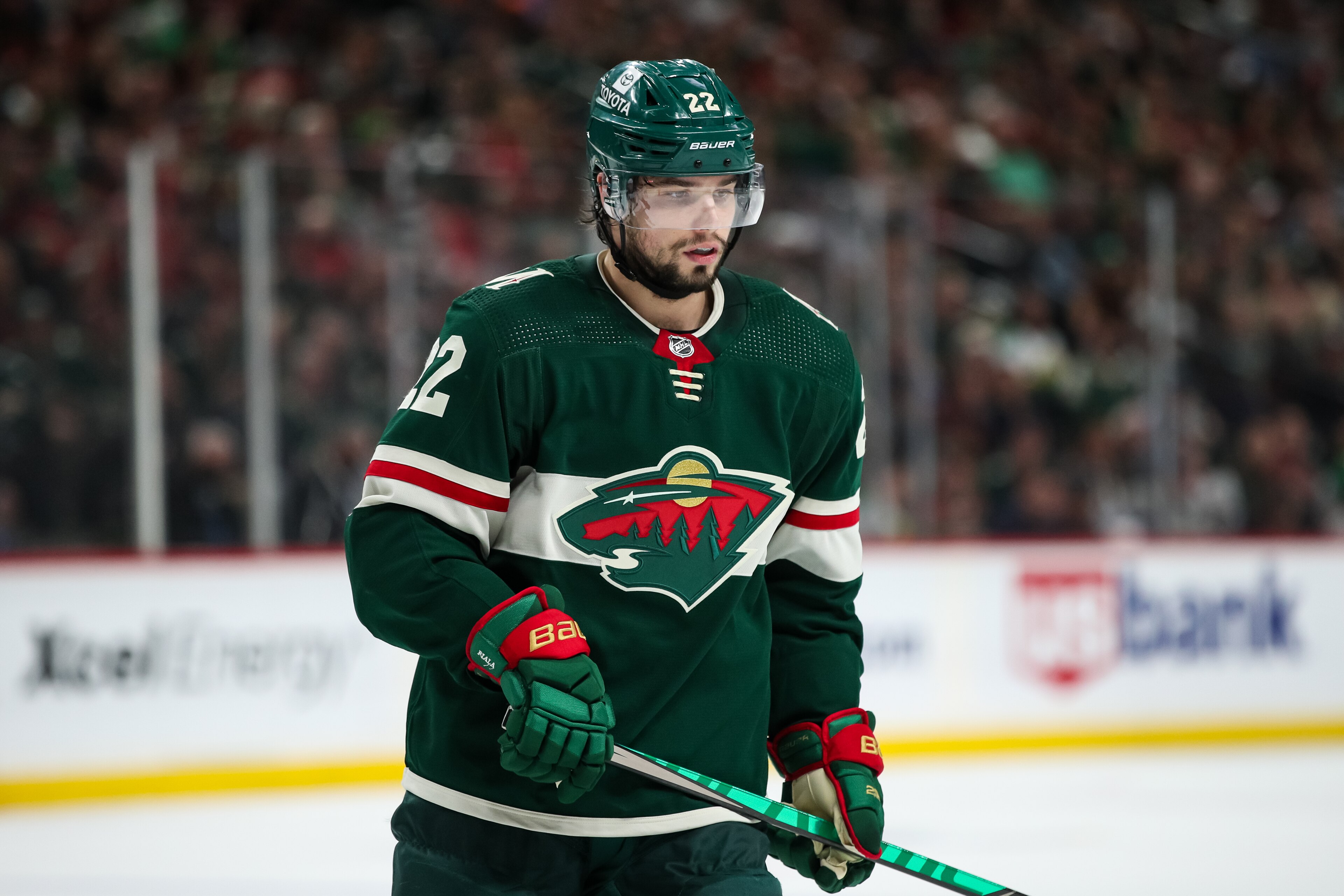 ST PAUL, MN - MAY 10: Kevin Fiala #22 of the Minnesota Wild looks on against the St. Louis Blues in the second period in Game Five of the First Round of the 2022 Stanley Cup Playoffs at Xcel Energy Center on May 10, 2022 in St Paul, Minnesota. The Blues defeated the Wild 5-2 to take a 3-2 series lead. (Photo by David Berding/Getty Images) ST PAUL, MN - MAY 10: Kevin Fiala #22 of the Minnesota Wild looks on against the St. Louis Blues in the second period in Game Five of the First Round of the 2022 Stanley Cup Playoffs at Xcel Energy Center on May 10, 2022 in St Paul, Minnesota. The Blues defeated the Wild 5-2 to take a 3-2 series lead. (Photo by David Berding/Getty Images)