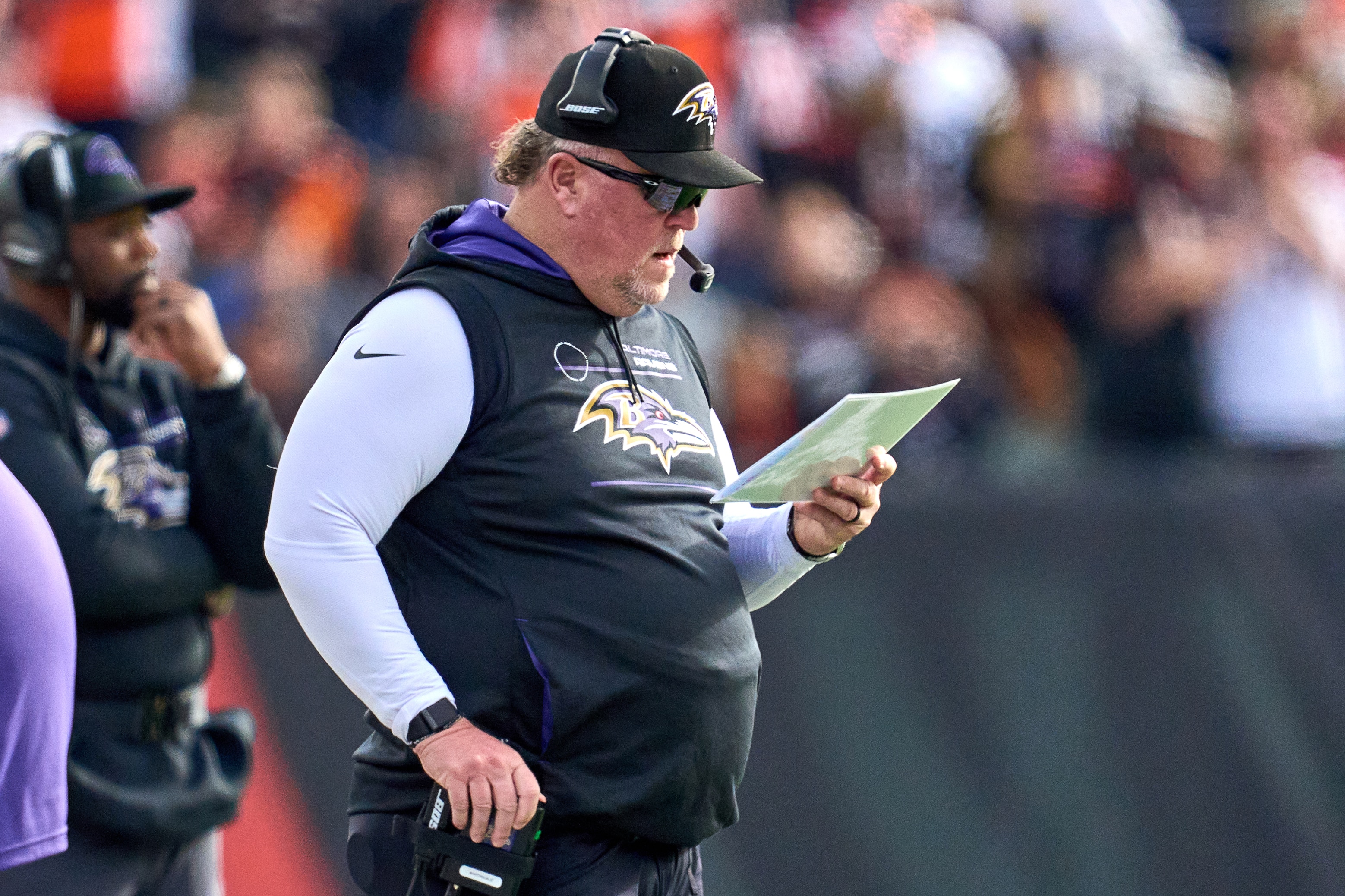 CINCINNATI, OH - DECEMBER 26: Baltimore Ravens Defensive Coordinator Don Martindale looks on during a game between the Cincinnati Bengals and the Baltimore Ravens on December 26, 2021, at Paul Brown Stadium in Cincinnati, OH. (Photo by Robin Alam/Icon Sportswire via Getty Images)
