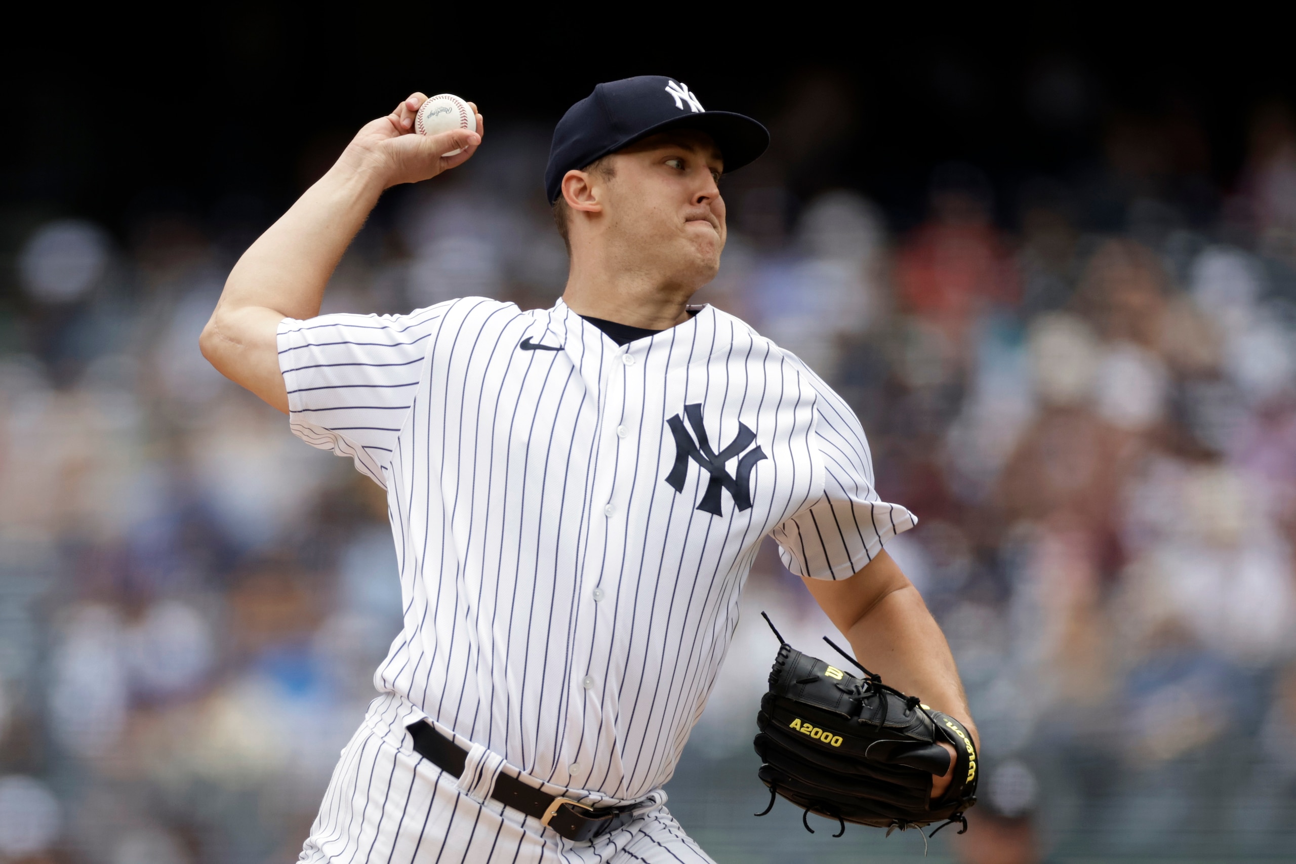 NEW YORK, NY - JUNE 12: Jameson Taillon #50 of the New York Yankees pitches against the Chicago Cubs during the first inning at Yankee Stadium on June 12, 2022 in New York City. (Photo by Adam Hunger/Getty Images)