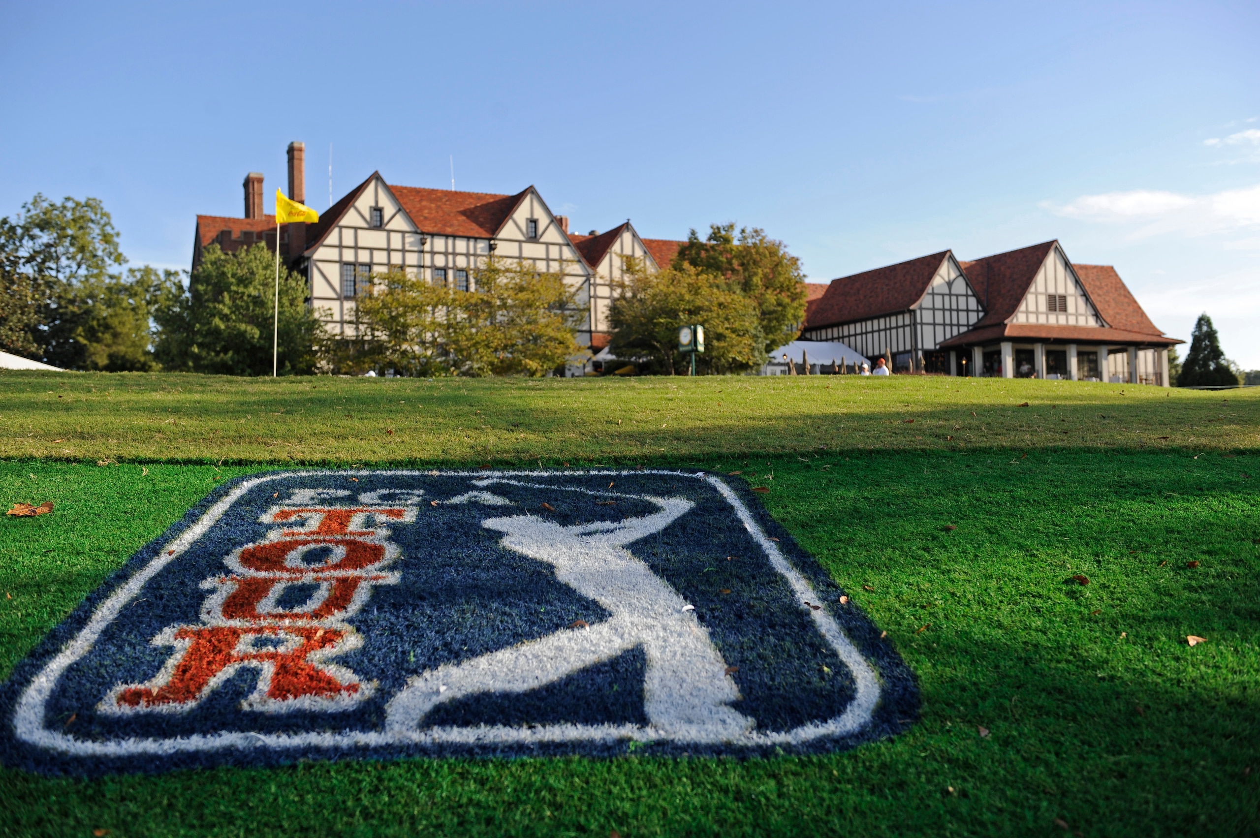 ATLANTA, GA - SEPTEMBER 27:  The PGA TOUR logo is displayed near the clubhouse during the third round of THE TOUR Championship presented by Coca-Cola, at East Lake Golf Club on September 27, 2008 in Atlanta, Georgia. This is the final event of the PGA TOUR Playoffs for the FedExCup. (Photo by Chris Condon/PGA TOUR)