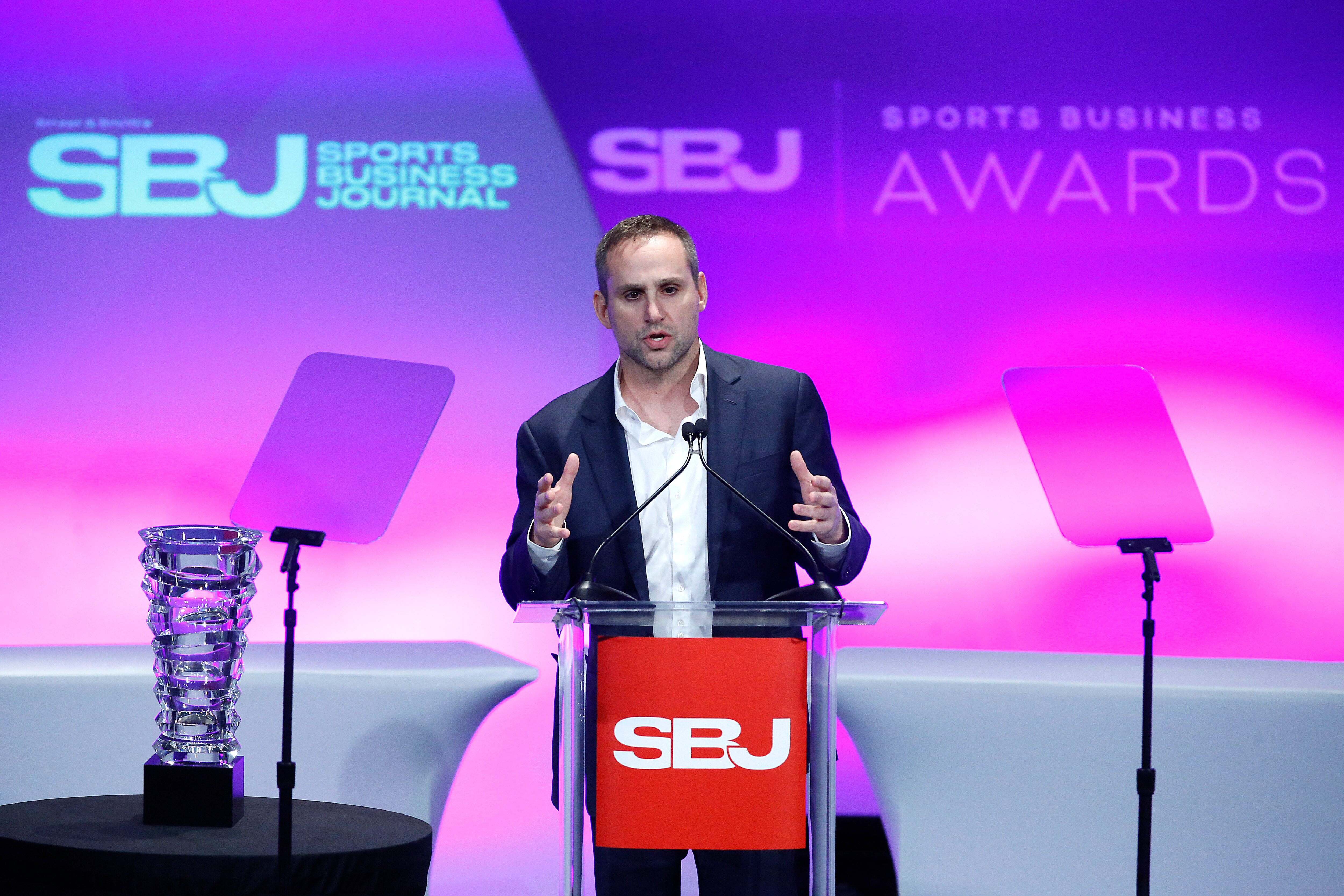 NEW YORK, NEW YORK - MAY 18: Michael Rubin speaks during the 15th Annual Sports Business Journal Awards ceremony at New York Marriott Marquis Hotel on May 18, 2022 in New York City. (Photo by John Lamparski/Getty Images)