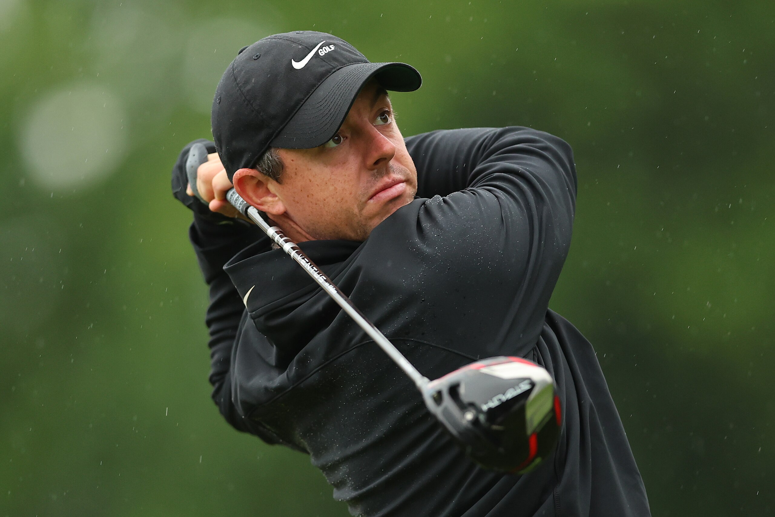 CROMWELL, CONNECTICUT - JUNE 22: Rory McIlroy of Northern Ireland plays his shot from the sixth tee during a practice round prior to the Travelers Championship at TPC River Highlands on June 22, 2022 in Cromwell, Connecticut. (Photo by Michael Reaves/Getty Images)