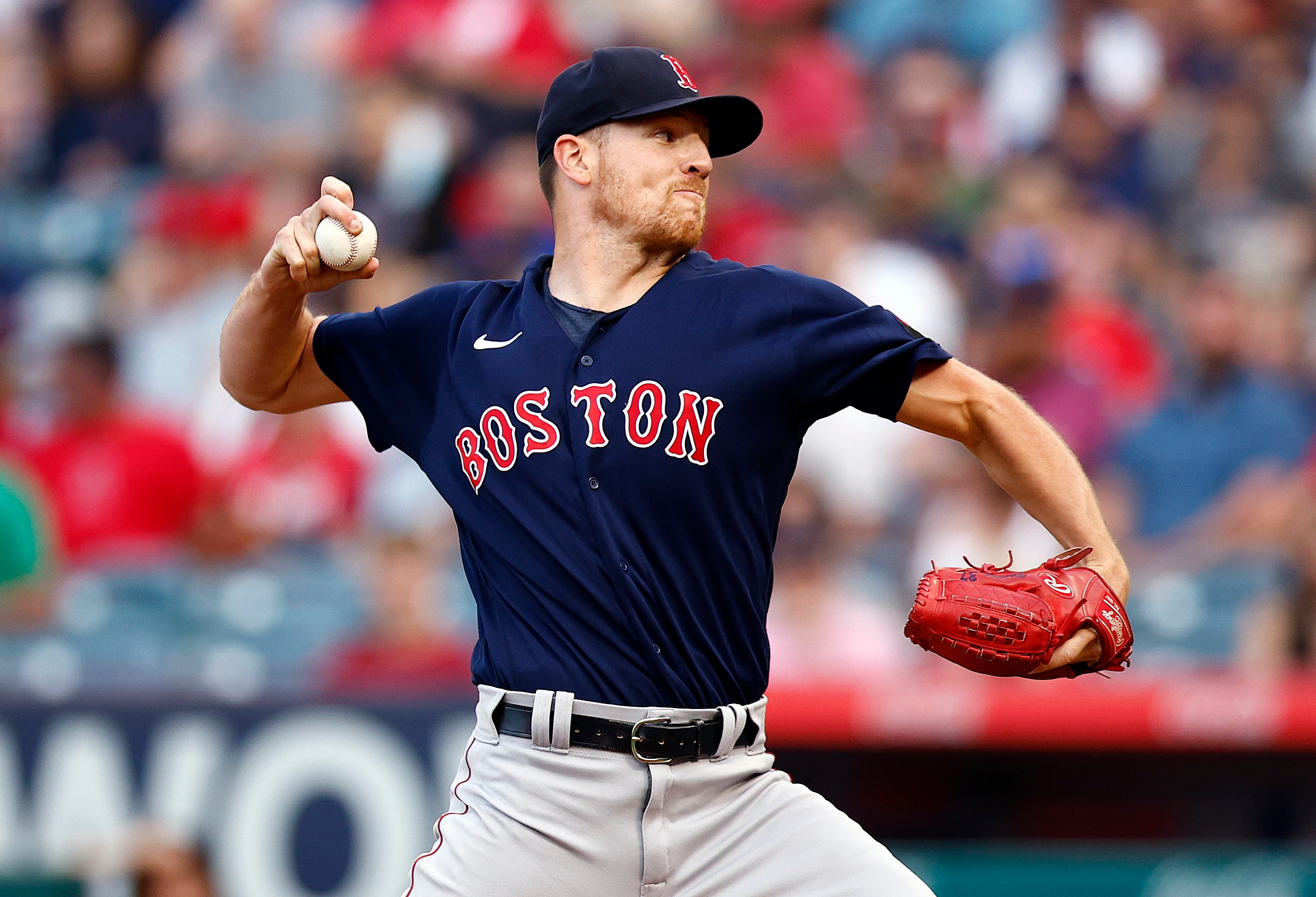ANAHEIM, CALIFORNIA - JUNE 09:  Nick Pivetta #37 of the Boston Red Sox throws against the Los Angeles Angels in the first inning at Angel Stadium of Anaheim on June 09, 2022 in Anaheim, California. (Photo by Ronald Martinez/Getty Images)