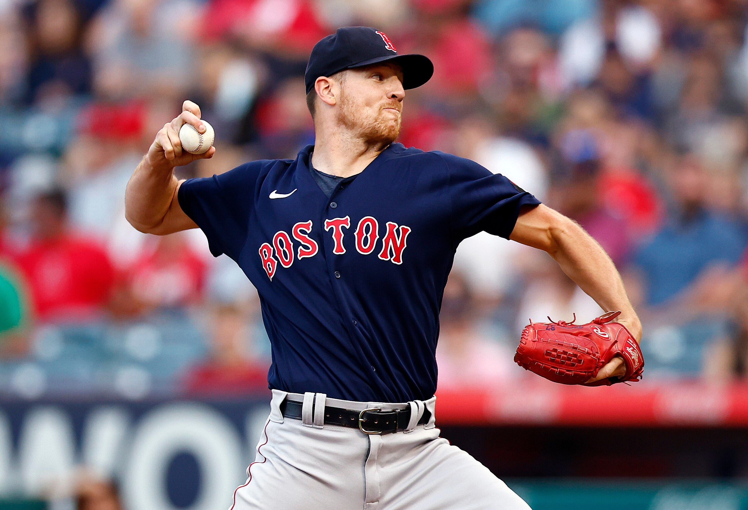 ANAHEIM, CALIFORNIA - JUNE 09:  Nick Pivetta #37 of the Boston Red Sox throws against the Los Angeles Angels in the first inning at Angel Stadium of Anaheim on June 09, 2022 in Anaheim, California. (Photo by Ronald Martinez/Getty Images)