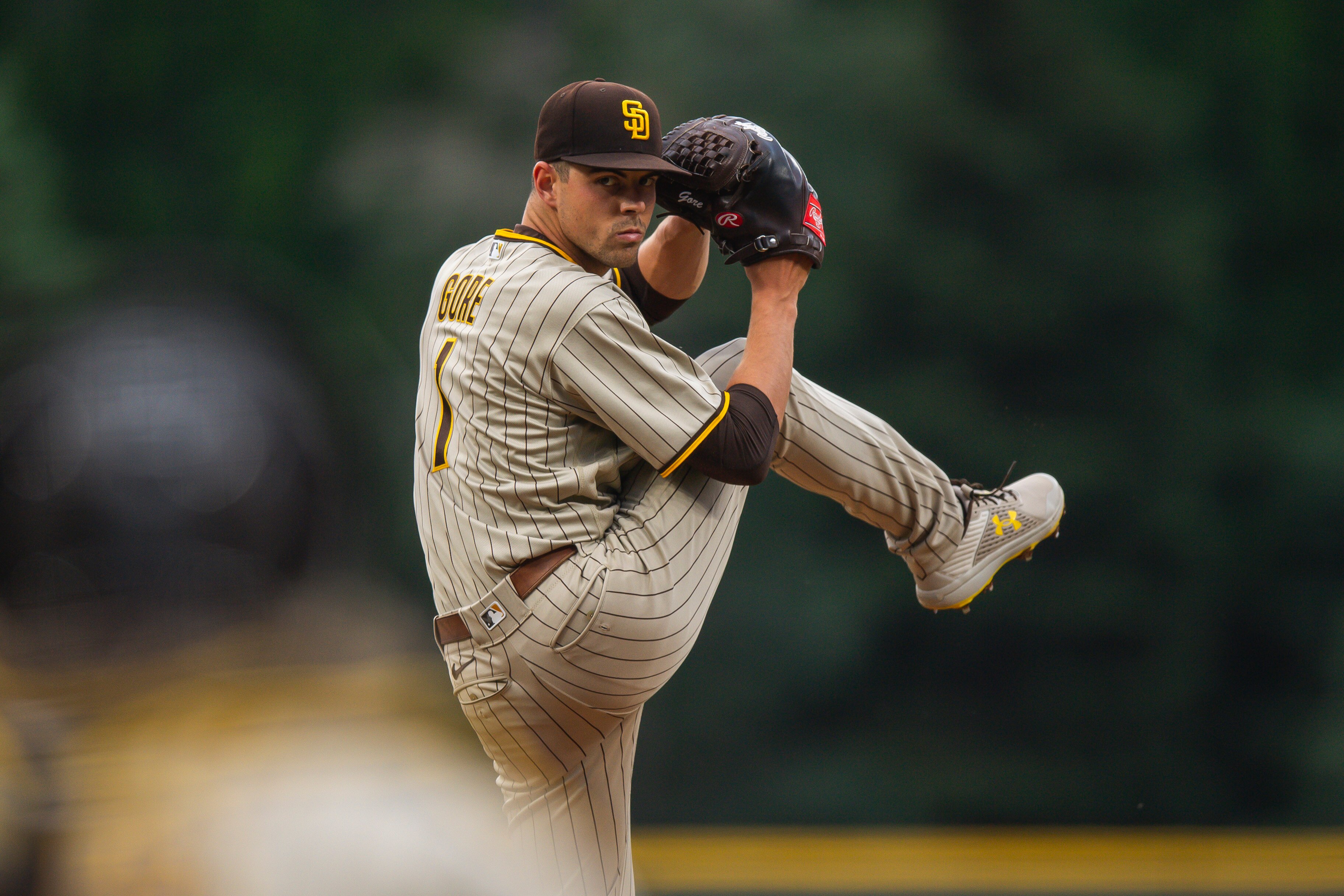 DENVER, CO - JUNE 17: MacKenzie Gore #1 of the San Diego Padres pitches in the first inning against the Colorado Rockies on June 17, 2022 at Coors Field Field in Denver, Colorado. (Photo by Matt Thomas/San Diego Padres/Getty Images)