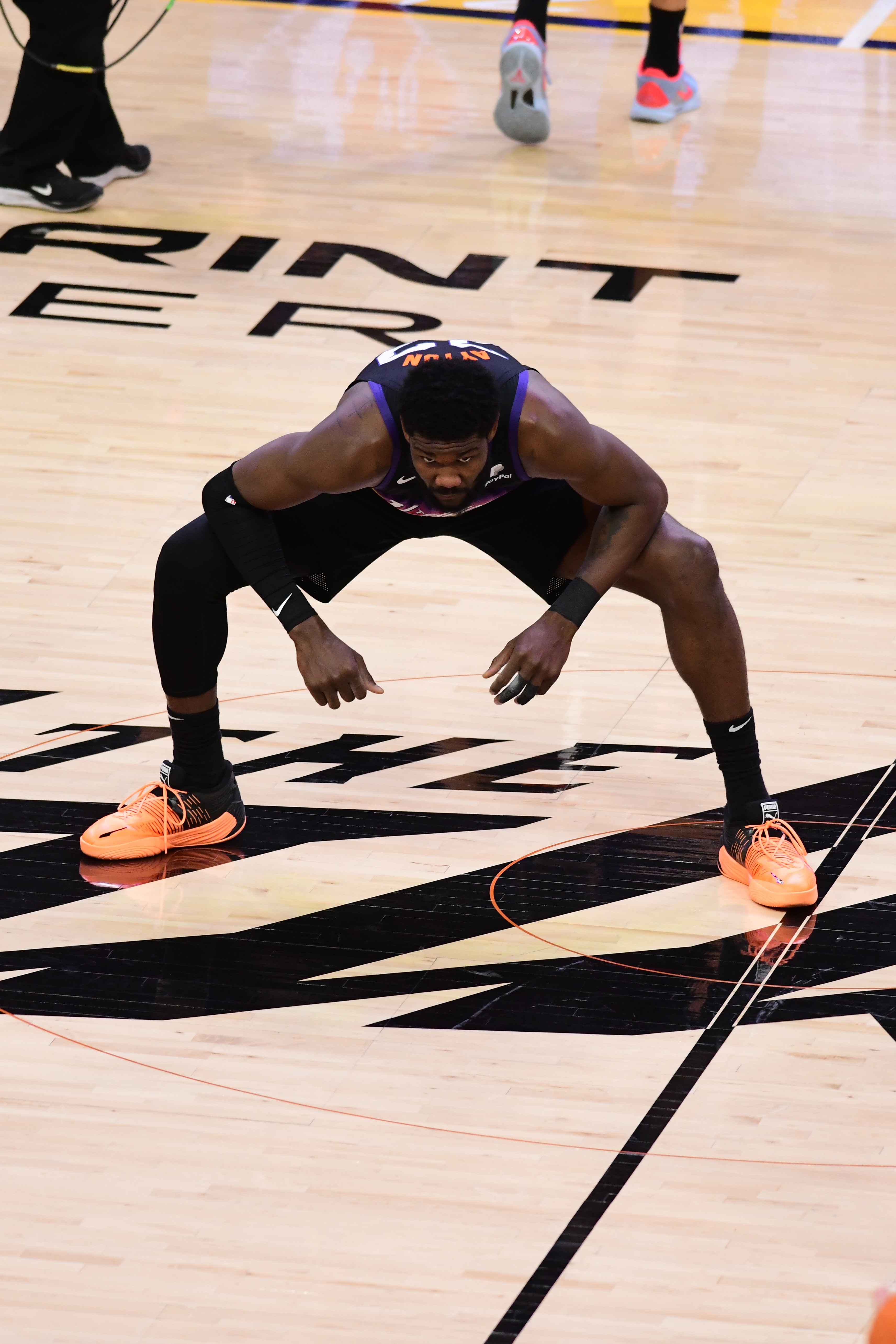 PHOENIX, AZ - MAY 15: Deandre Ayton #22 of the Phoenix Suns looks on before the game against the Dallas Mavericks during Game 7 of the 2022 NBA Playoffs Western Conference Semifinals on May 15, 2022 at Footprint Center in Phoenix, Arizona. NOTE TO USER: User expressly acknowledges and agrees that, by downloading and or using this photograph, user is consenting to the terms and conditions of the Getty Images License Agreement. Mandatory Copyright Notice: Copyright 2022 NBAE (Photo by Kate Frese/NBAE via Getty Images)