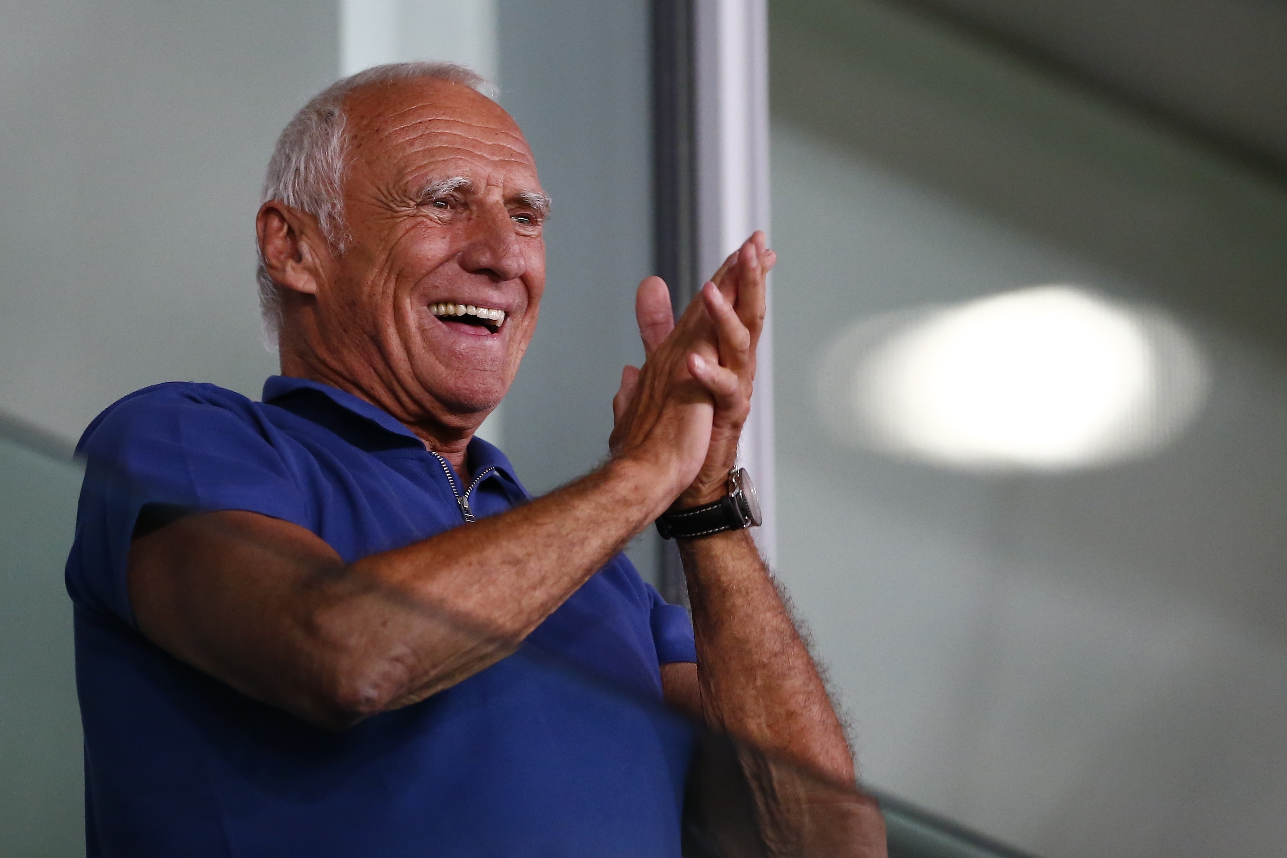 SALZBURG, AUSTRIA - JULY 1: owner of Red Bull Dietrich Mateschitz of Austria celebrates with the team of FC Red Bull Salzburg during the tipico Bundesliga match between Red Bull Salzburg and SK Sturm Graz at Red Bull Arena on July 1, 2020 in Salzburg, Austria. (Photo by David Geieregger/SEPA.Media /Getty Images) SALZBURG, AUSTRIA - JULY 1: owner of Red Bull Dietrich Mateschitz of Austria celebrates with the team of FC Red Bull Salzburg during the tipico Bundesliga match between Red Bull Salzburg and SK Sturm Graz at Red Bull Arena on July 1, 2020 in Salzburg, Austria. (Photo by David Geieregger/SEPA.Media /Getty Images)