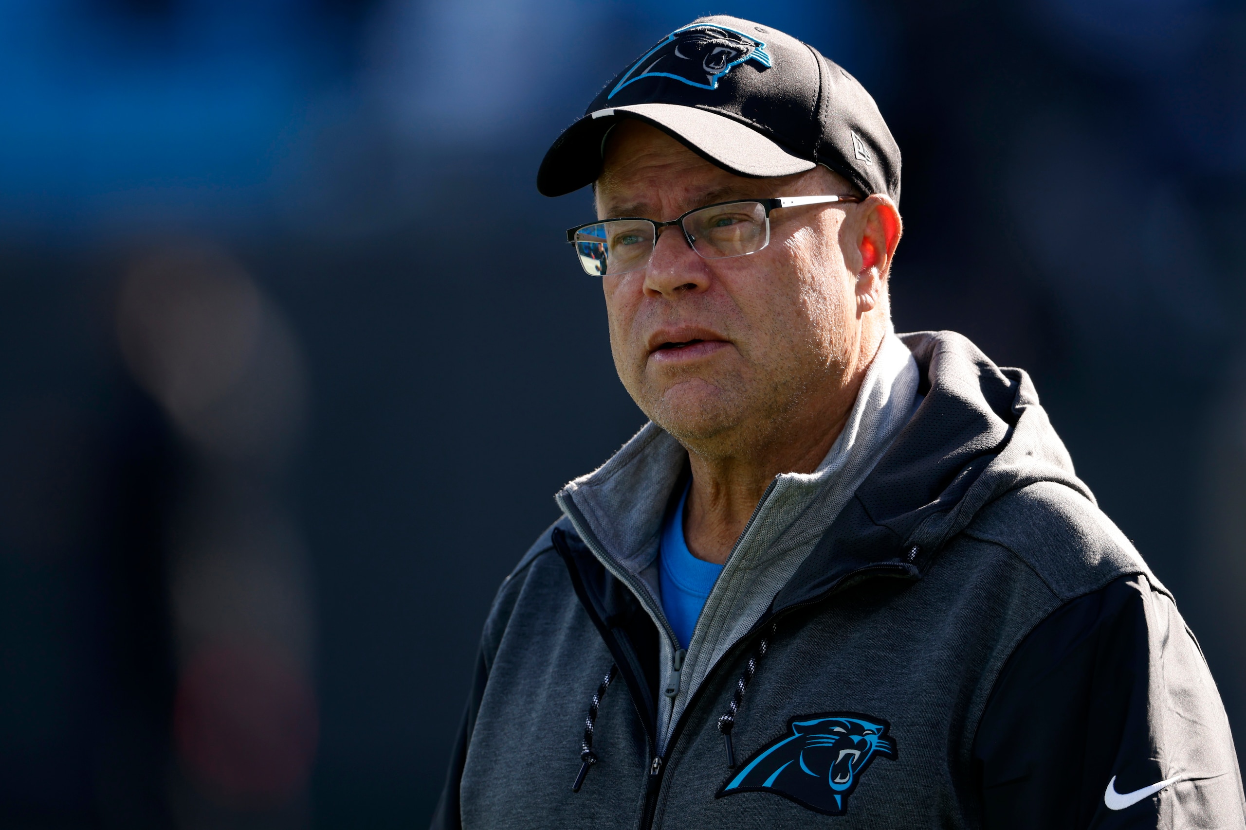 CHARLOTTE, NORTH CAROLINA - DECEMBER 12: Carolina Panthers team owner David Tepper looks on looks on during warm ups prior to the game against the Atlanta Falcons at Bank of America Stadium on December 12, 2021 in Charlotte, North Carolina. (Photo by Grant Halverson/Getty Images) CHARLOTTE, NORTH CAROLINA - DECEMBER 12: Carolina Panthers team owner David Tepper looks on looks on during warm ups prior to the game against the Atlanta Falcons at Bank of America Stadium on December 12, 2021 in Charlotte, North Carolina. (Photo by Grant Halverson/Getty Images)
