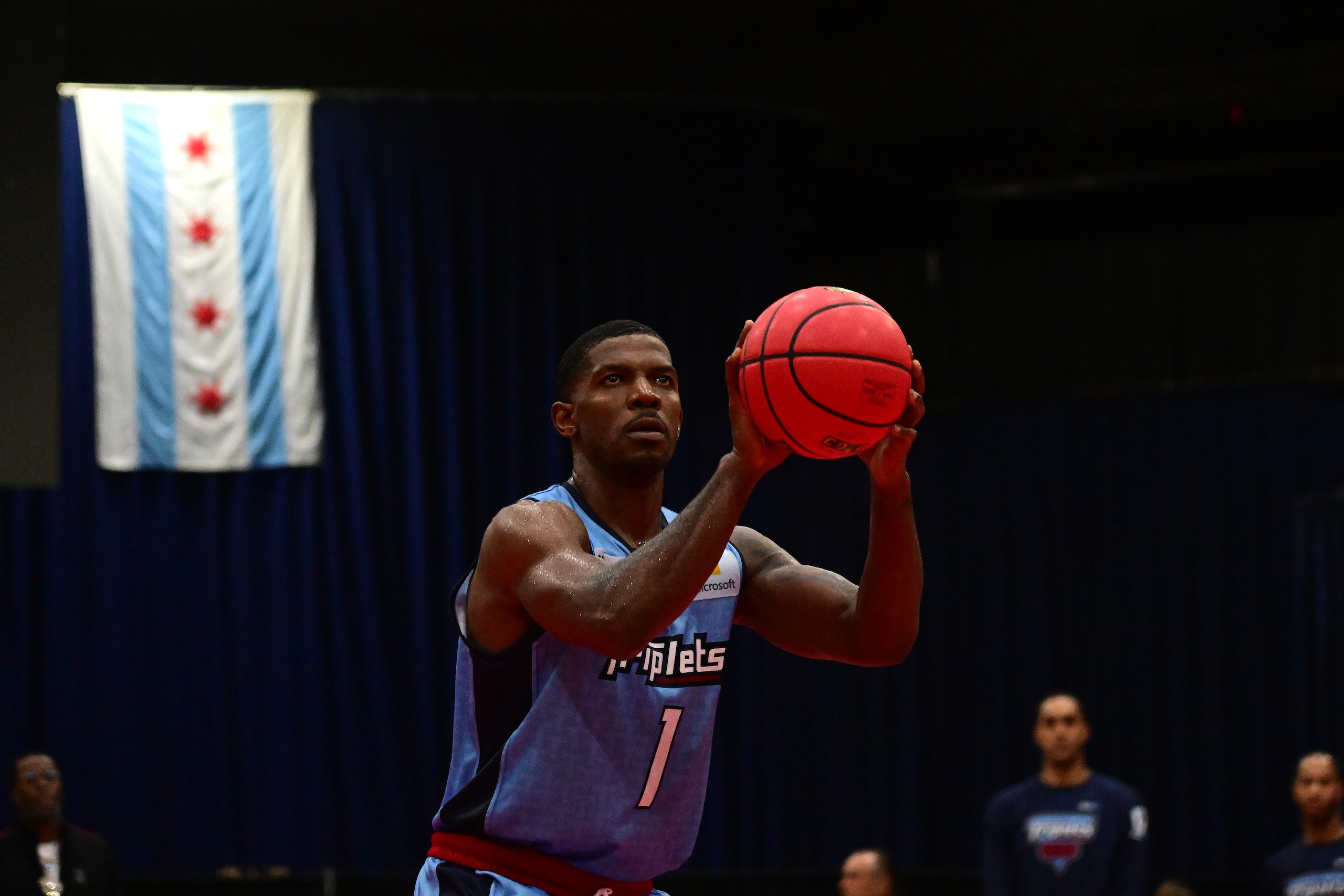 CHICAGO, ILLINOIS - JUNE 18: Joe Johnson #1 of the Triplets shoots a free throw against the Trilogy during Week One at Credit Union 1 Arena on June 18, 2022 in Chicago, Illinois. (Photo by Quinn Harris/Getty Images for BIG3)