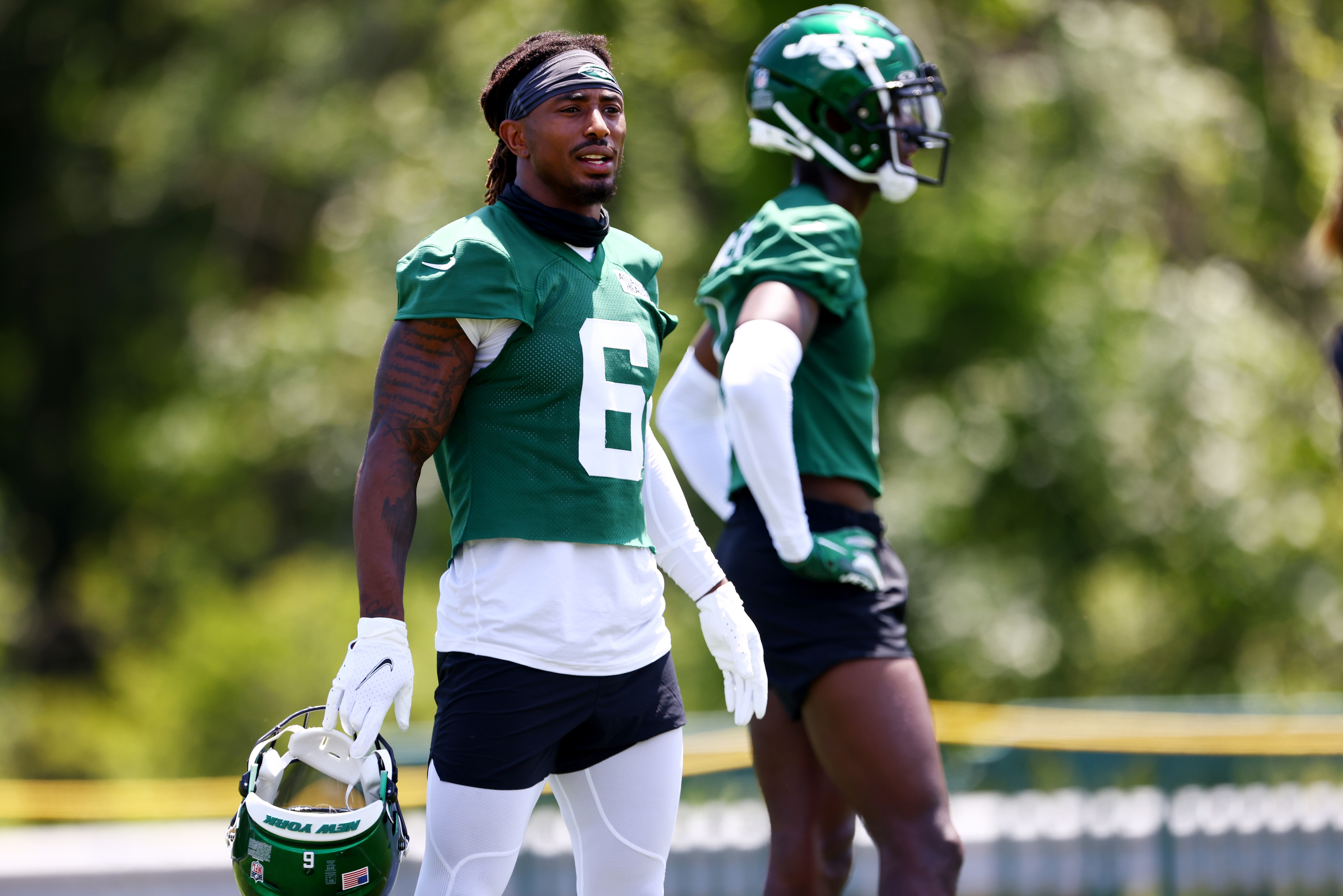 FLORHAM PARK, NJ - JUNE 15: Safety Jordan Whitehead #6 of the New York Jets during New York Jets mandatory minicamp at Atlantic Health Jets Training Center on June 15, 2022 in Florham Park, New Jersey. (Photo by Rich Schultz/Getty Images)