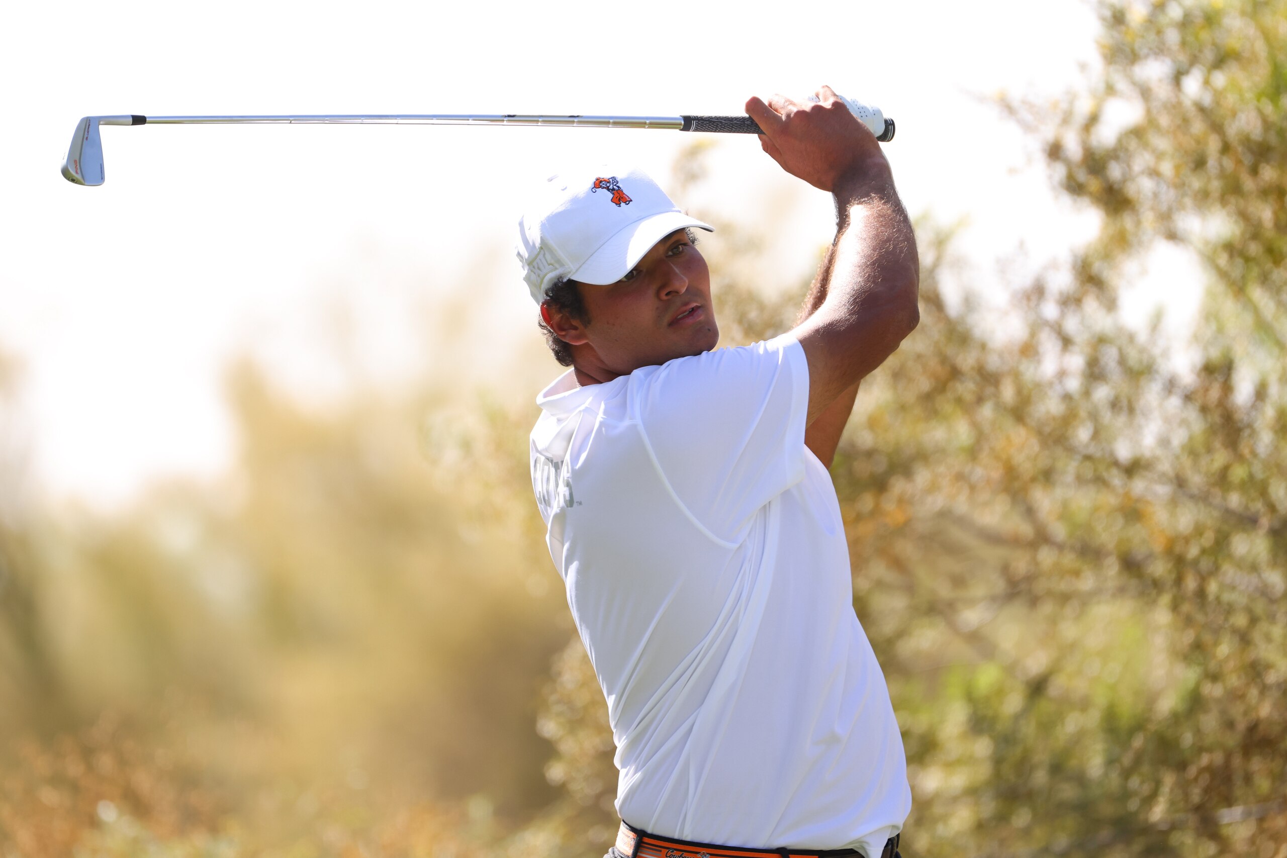 SCOTTSDALE, AZ - MAY 30: Eugenio Lopez-Chacarra of the Oklahoma State Cowboys tees off during the Division I Mens Golf Championship held at the Grayhawk Golf Club on May 30, 2022 in Scottsdale, Arizona.  (Photo by Justin Tafoya/NCAA Photos via Getty Images)