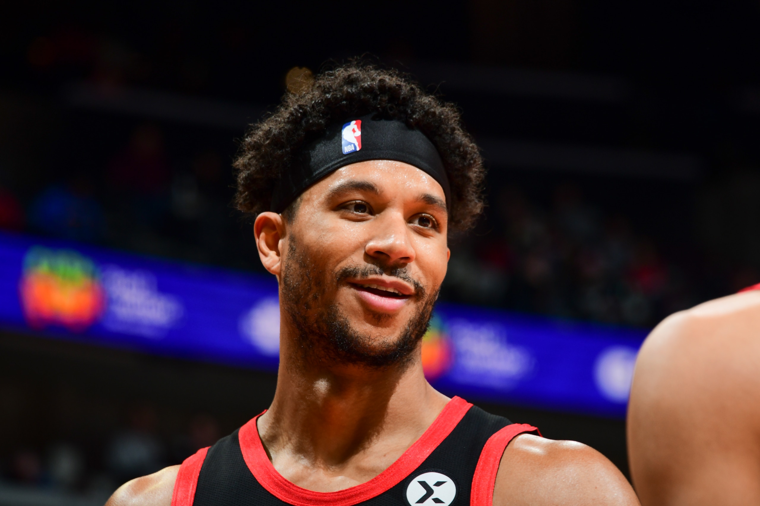 ATLANTA, GA - MARCH 14: Josh Hart #11 of the Portland Trail Blazers smiles during the game against the Atlanta Hawks on March 14, 2022 at State Farm Arena in Atlanta, Georgia.  NOTE TO USER: User expressly acknowledges and agrees that, by downloading and/or using this Photograph, user is consenting to the terms and conditions of the Getty Images License Agreement. Mandatory Copyright Notice: Copyright 2022 NBAE (Photo by Scott Cunningham/NBAE via Getty Images)