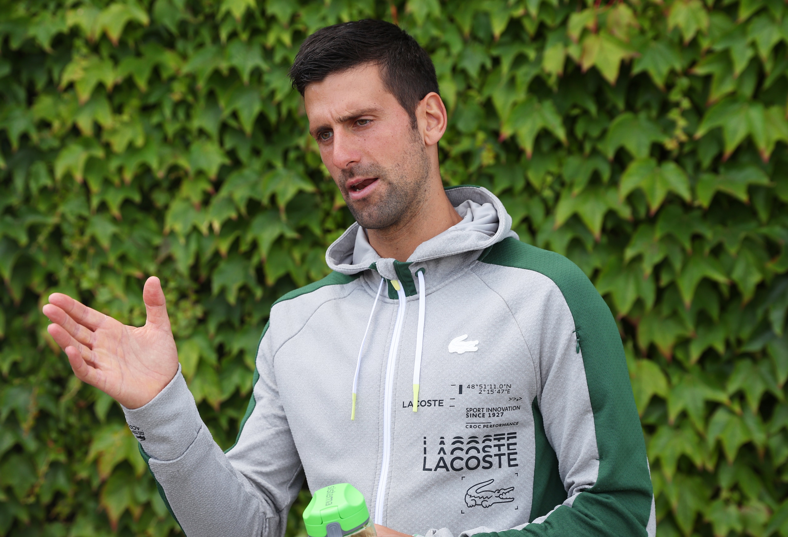 LONDON, ENGLAND - JUNE 26: Novak Djokovic of Serbia is interviewed ahead of The Championships Wimbledon 2022 at All England Lawn Tennis and Croquet Club on June 26, 2022 in London, England. (Photo by Julian Finney/Getty Images) LONDON, ENGLAND - JUNE 26: Novak Djokovic of Serbia is interviewed ahead of The Championships Wimbledon 2022 at All England Lawn Tennis and Croquet Club on June 26, 2022 in London, England. (Photo by Julian Finney/Getty Images)