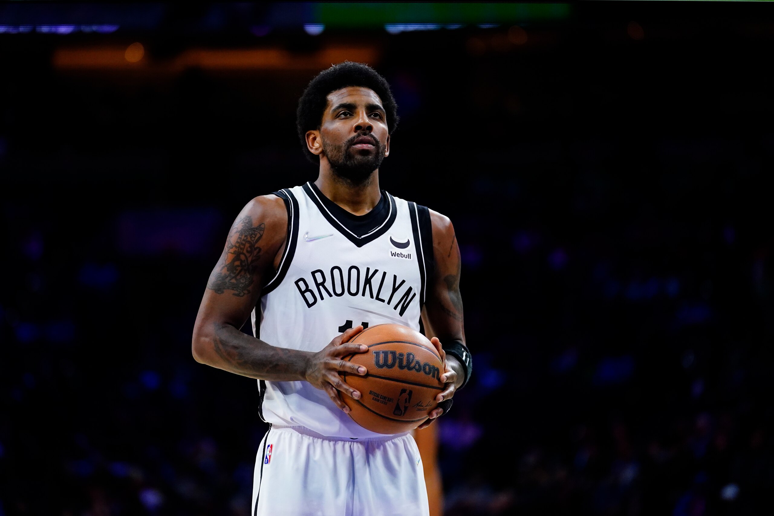 Brooklyn Nets' Kyrie Irving plays during an NBA basketball game, Thursday, March 10, 2022, in Philadelphia. (AP Photo/Matt Slocum)