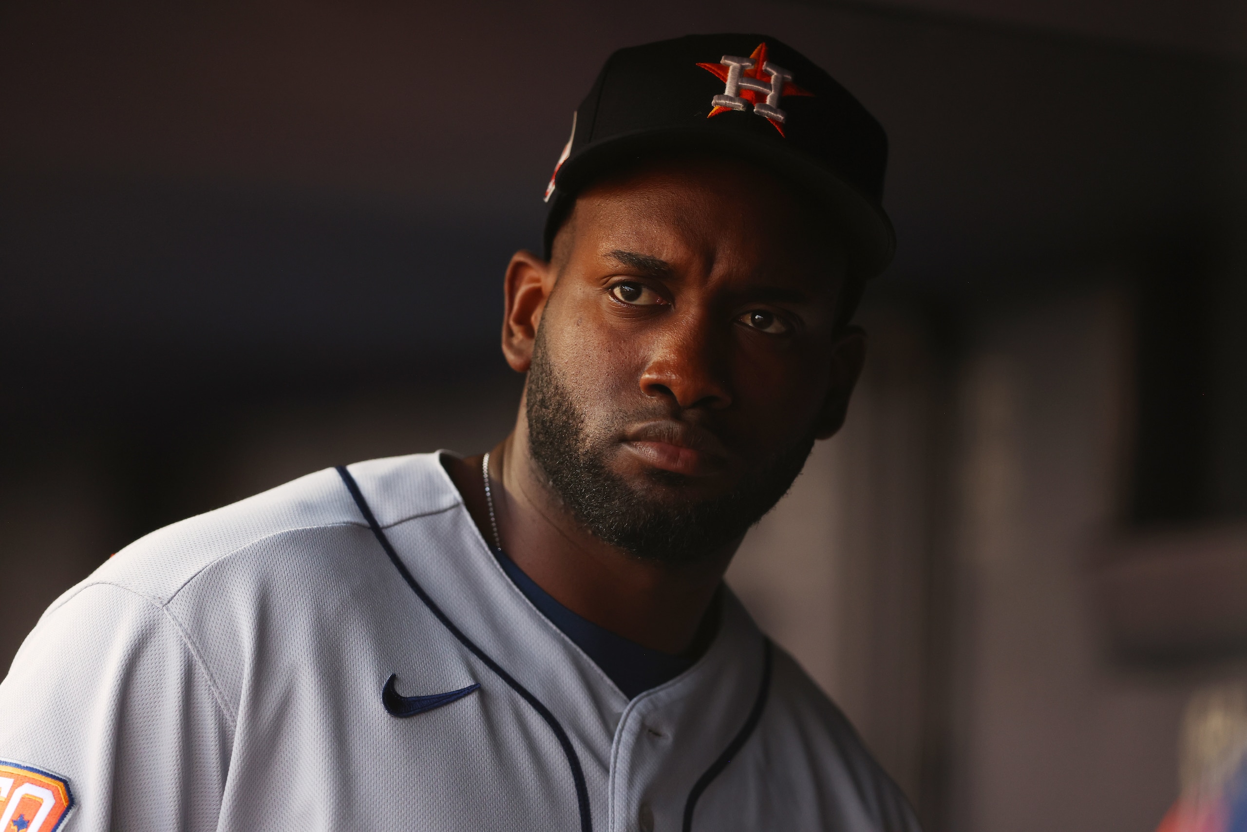 NEW YORK, NEW YORK - JUNE 24: Yordan Alvarez #44 of the Houston Astros looks on against the New York Yankees at Yankee Stadium on June 24, 2022 in New York City. Houston Astros defeated the New York Yankees 3-1. (Photo by Mike Stobe/Getty Images) NEW YORK, NEW YORK - JUNE 24: Yordan Alvarez #44 of the Houston Astros looks on against the New York Yankees at Yankee Stadium on June 24, 2022 in New York City. Houston Astros defeated the New York Yankees 3-1. (Photo by Mike Stobe/Getty Images)