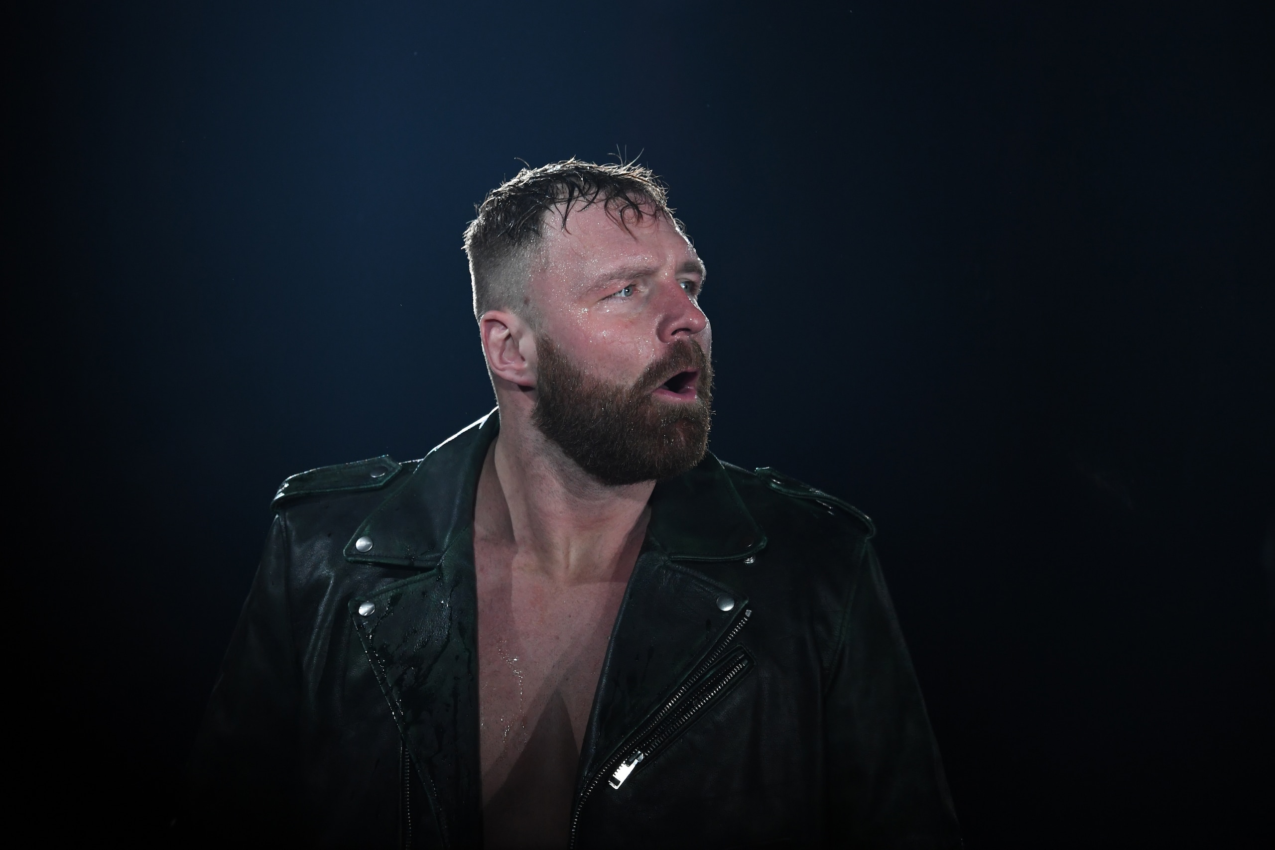 TOKYO, JAPAN - JANUARY 04: Jon Moxley looks on during the New Japan Pro-Wrestling 'Wrestle Kingdom 14' at the Tokyo Dome on January 04, 2020 in Tokyo, Japan. (Photo by Masashi Hara/Getty Images)