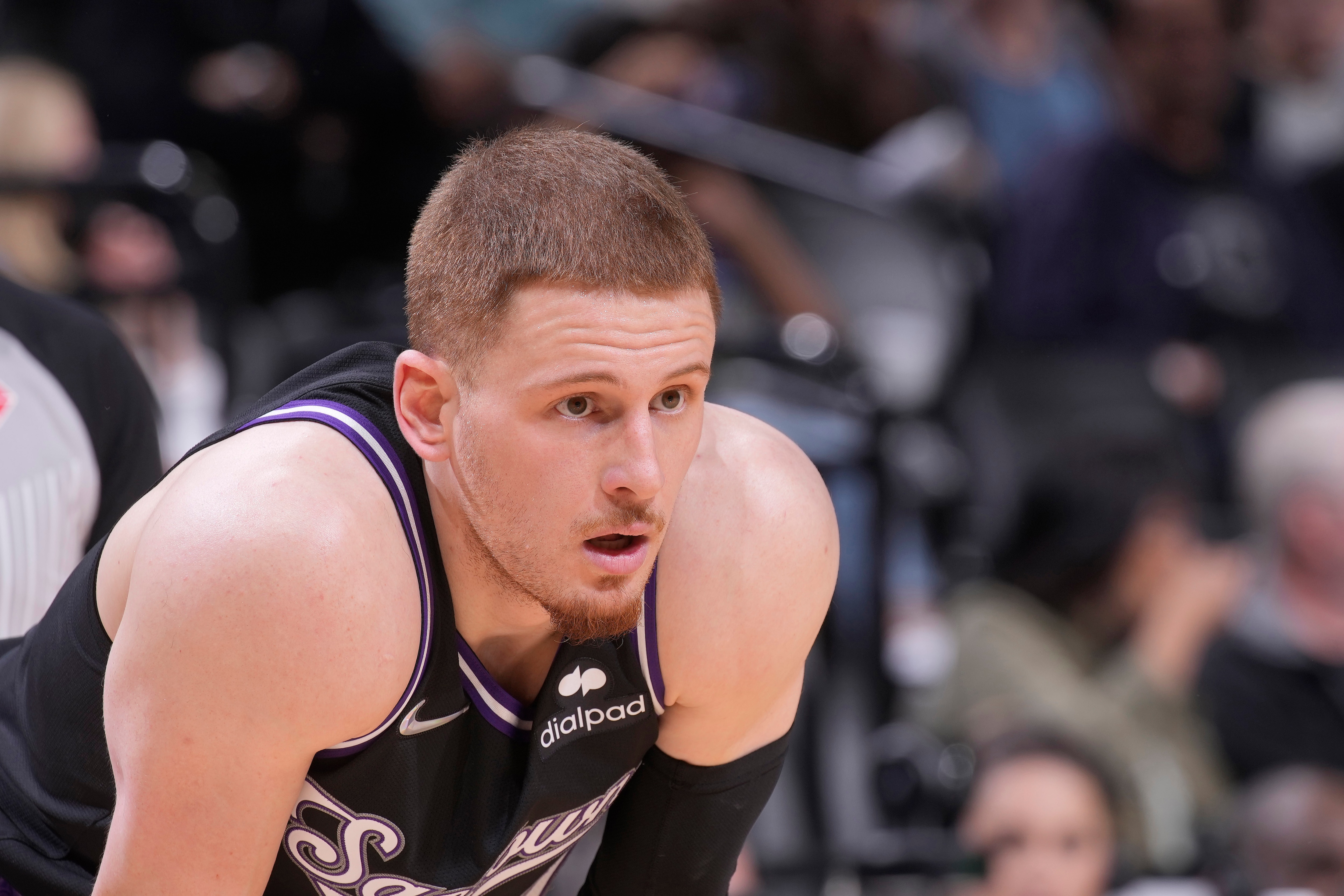 SACRAMENTO, CA - APRIL 3: Donte DiVincenzo #0 of the Sacramento Kings looks on during the game against the Golden State Warriors on April 3, 2022 at Golden 1 Center in Sacramento, California. NOTE TO USER: User expressly acknowledges and agrees that, by downloading and or using this photograph, User is consenting to the terms and conditions of the Getty Images Agreement. Mandatory Copyright Notice: Copyright 2022 NBAE (Photo by Rocky Widner/NBAE via Getty Images)