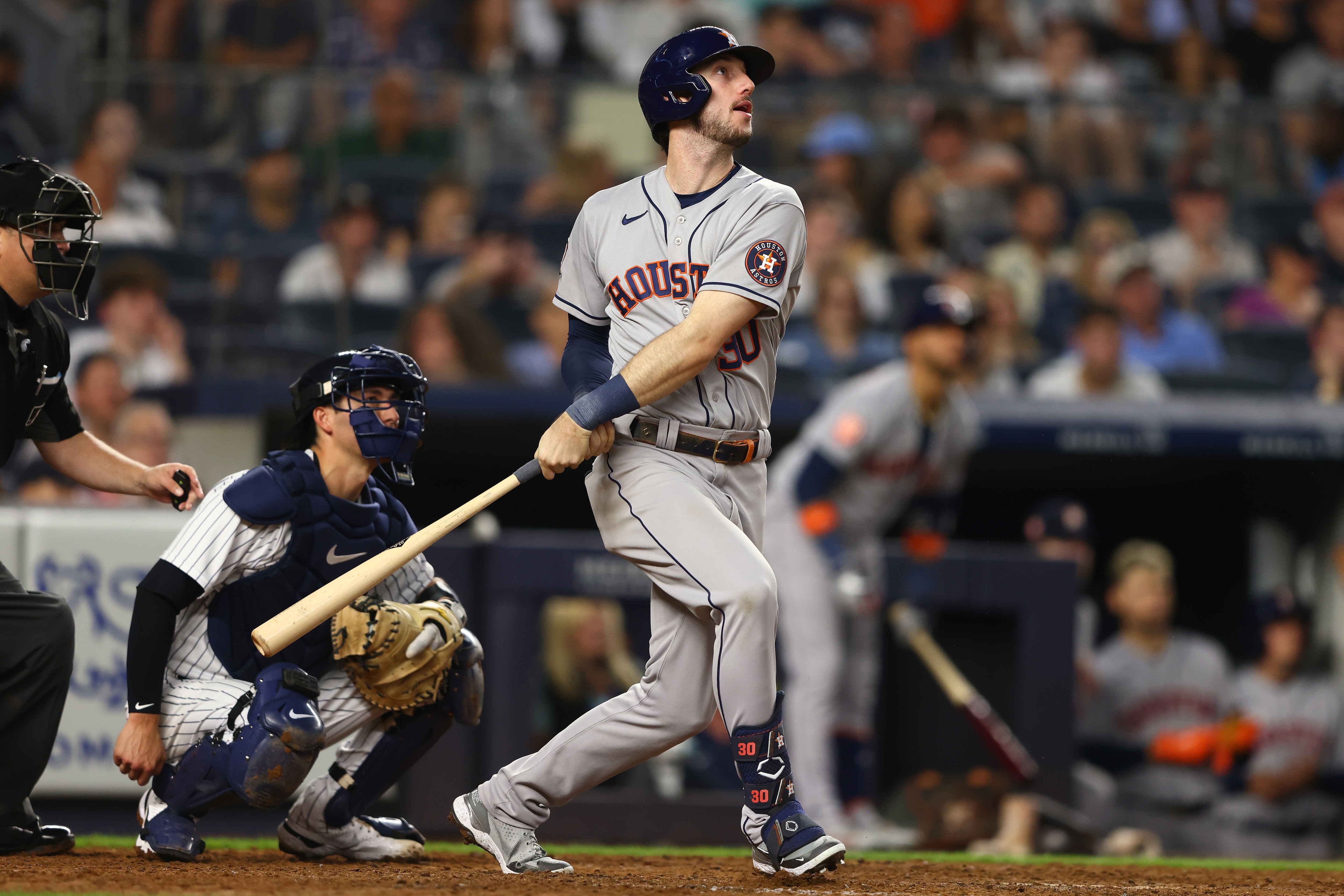 NEW YORK, NEW YORK - JUNE 24: Kyle Tucker #30 of the Houston Astros in action against the New York Yankees at Yankee Stadium on June 24, 2022 in New York City. Houston Astros defeated the New York Yankees 3-1. (Photo by Mike Stobe/Getty Images)