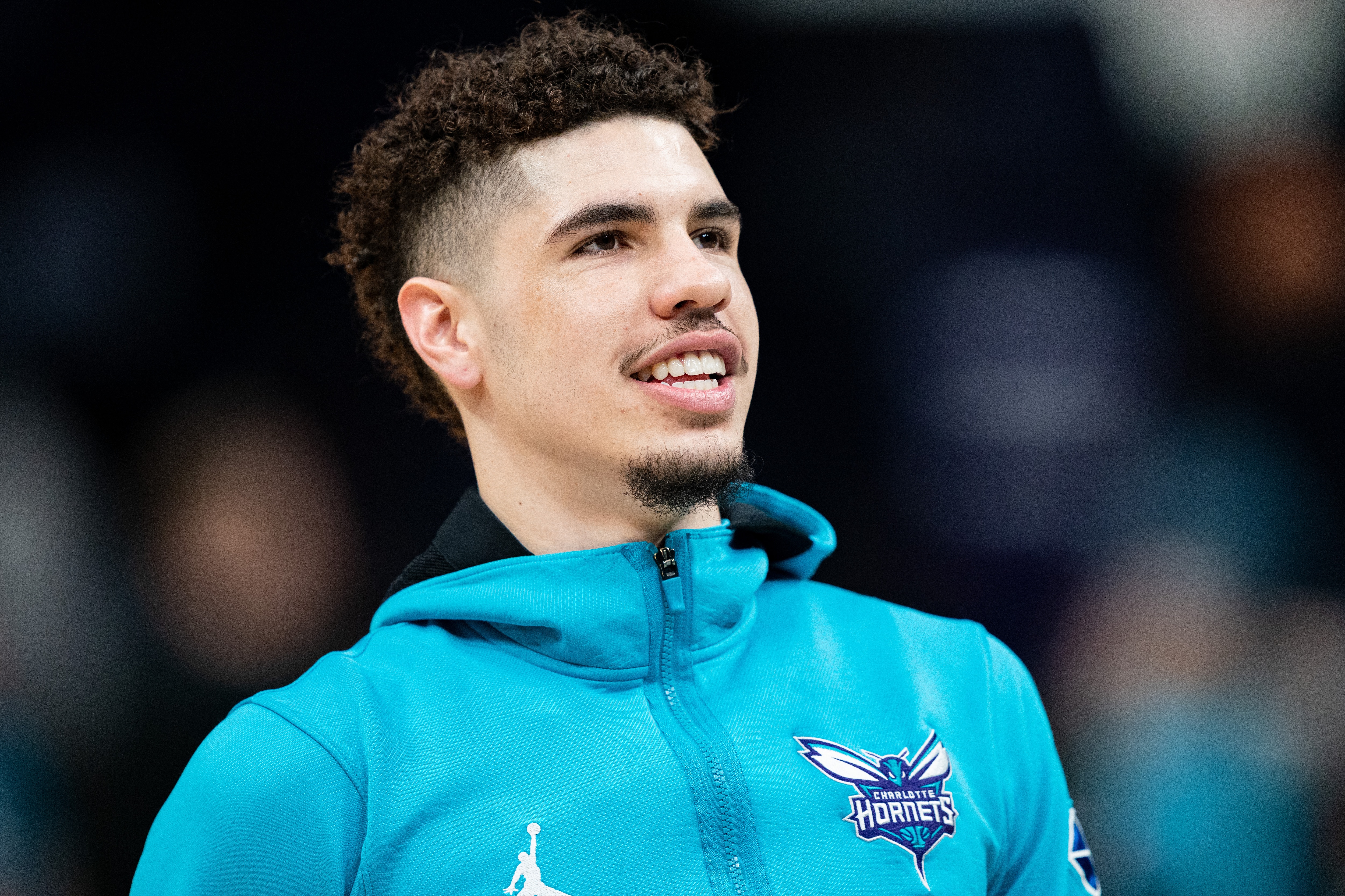 CHARLOTTE, NORTH CAROLINA - APRIL 07: LaMelo Ball #2 of the Charlotte Hornets warms up before their game against the Orlando Magic at Spectrum Center on April 07, 2022 in Charlotte, North Carolina. NOTE TO USER: User expressly acknowledges and agrees that, by downloading and or using this photograph, User is consenting to the terms and conditions of the Getty Images License Agreement. (Photo by Jacob Kupferman/Getty Images)