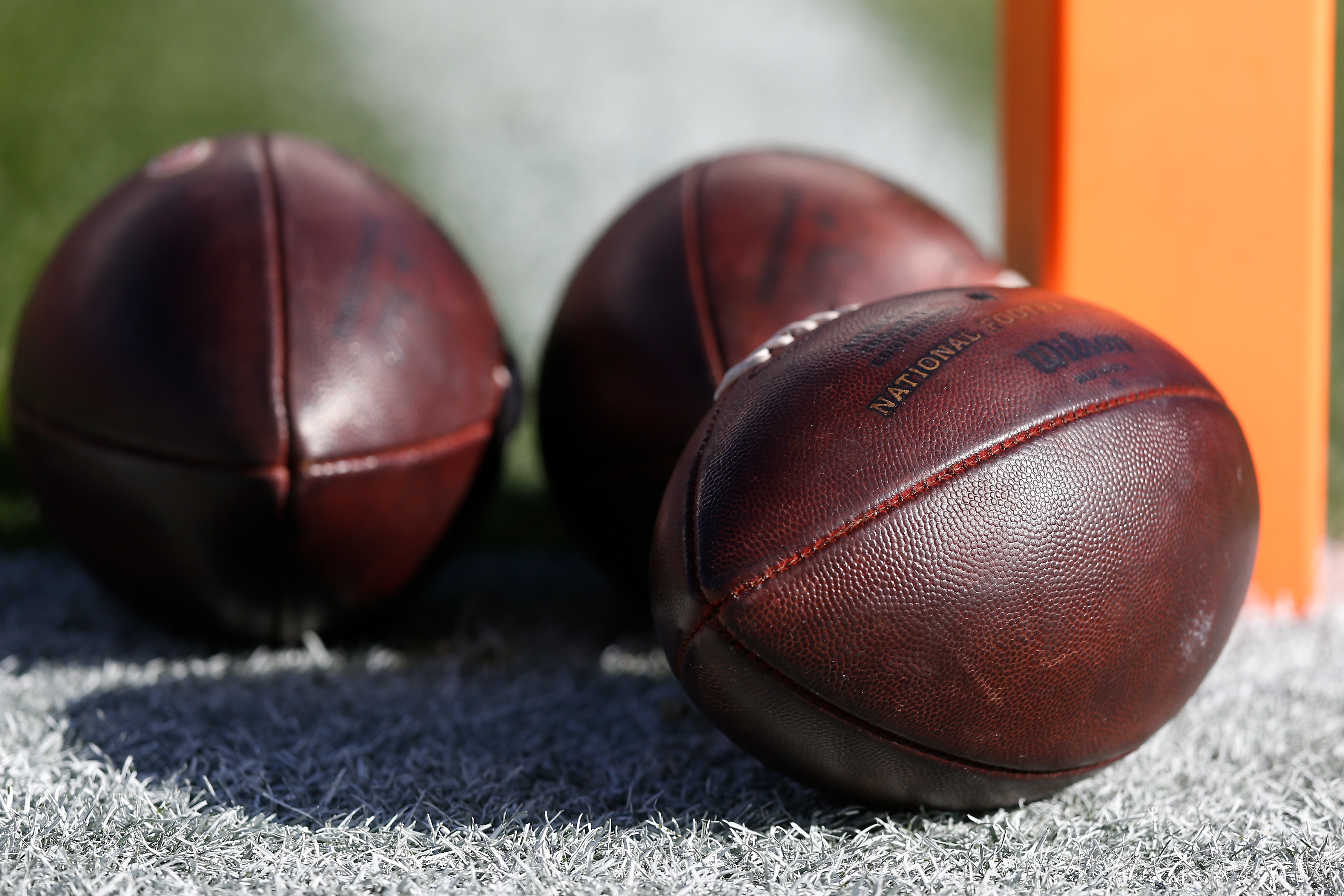 SANTA CLARA, CALIFORNIA - JANUARY 02: Footballs sit on the field before the game between the Houston Texans and the San Francisco 49ers at Levi's Stadium on January 02, 2022 in Santa Clara, California. (Photo by Lachlan Cunningham/Getty Images)