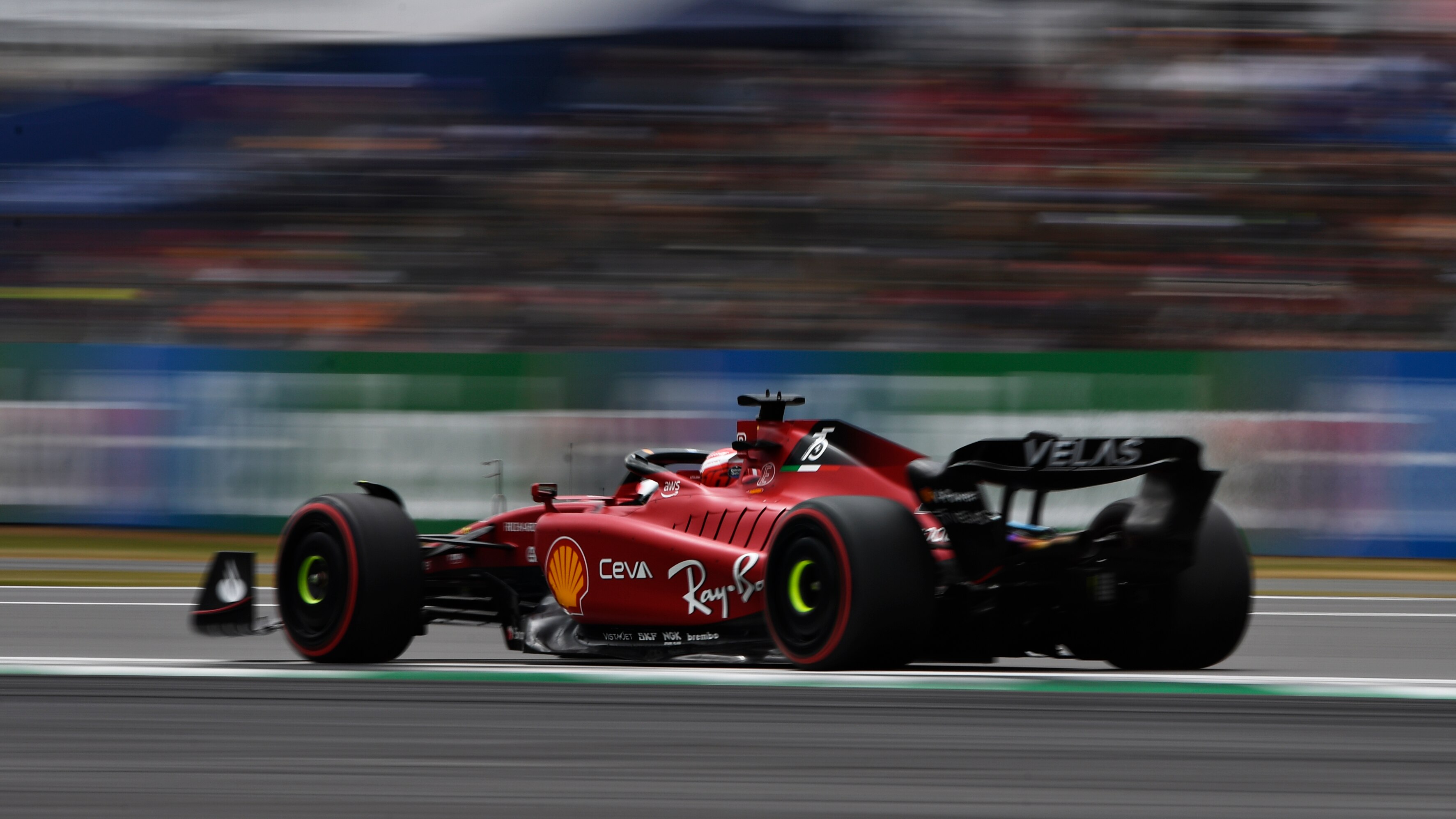 NORTHAMPTON, ENGLAND - JULY 02: Charles Leclerc of Monaco driving the (16) Ferrari F1-75 on track during final practice ahead of the F1 Grand Prix of Great Britain at Silverstone on July 02, 2022 in Northampton, England. (Photo by Rudy Carezzevoli - Formula 1/Formula 1 via Getty Images)