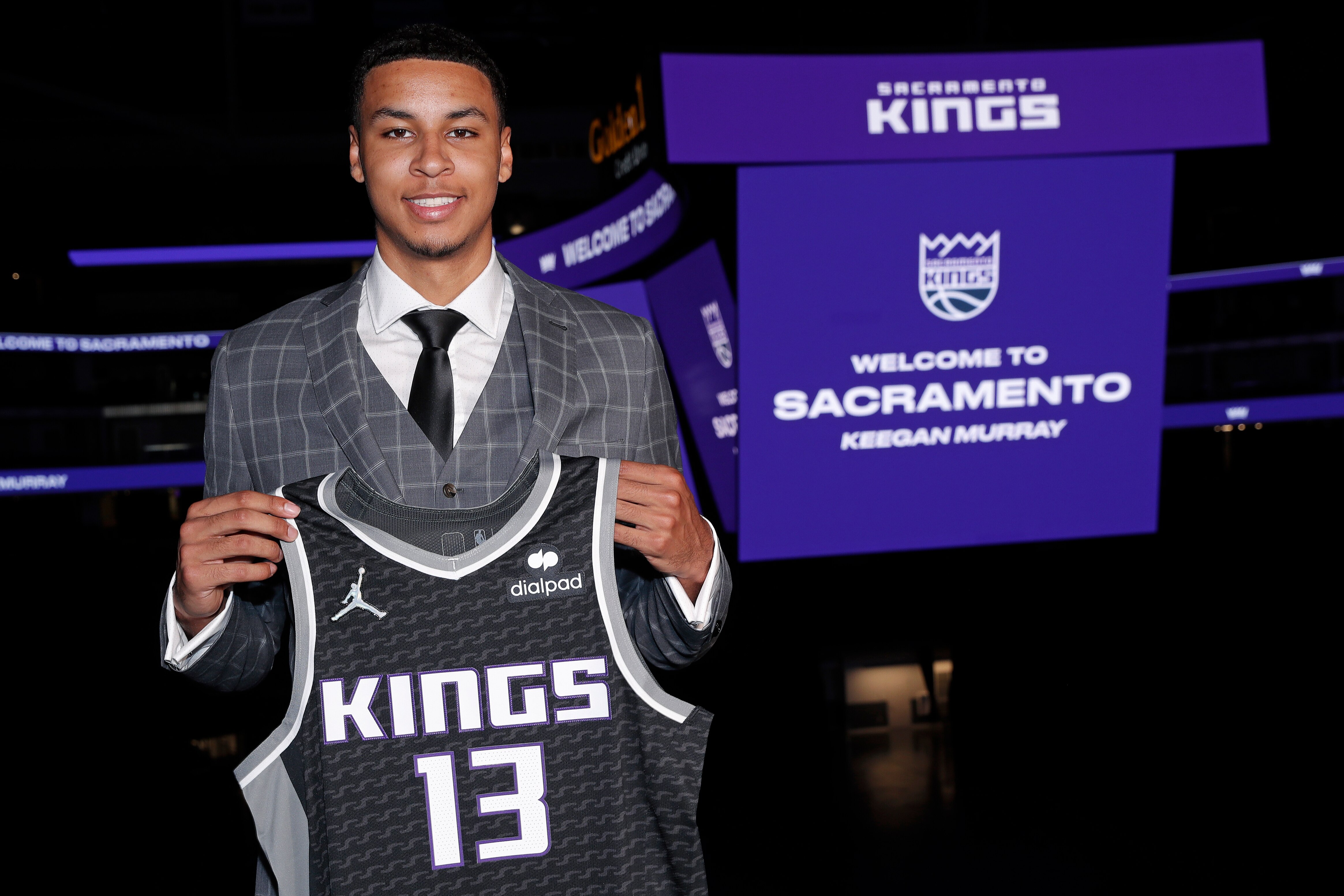 SACRAMENTO, CA - JUNE 25: Sacramento Kings 2022 NBA Draft Pick Keegan Murray poses for a photo on June 25, 2022 at the Golden 1 Center in Sacramento, California. NOTE TO USER: User expressly acknowledges and agrees that, by downloading and/or using this Photograph, user is consenting to the terms and conditions of the Getty Images License Agreement. Mandatory Copyright Notice: Copyright 2022 NBAE (Photo by Rocky Widner/NBAE via Getty Images)
