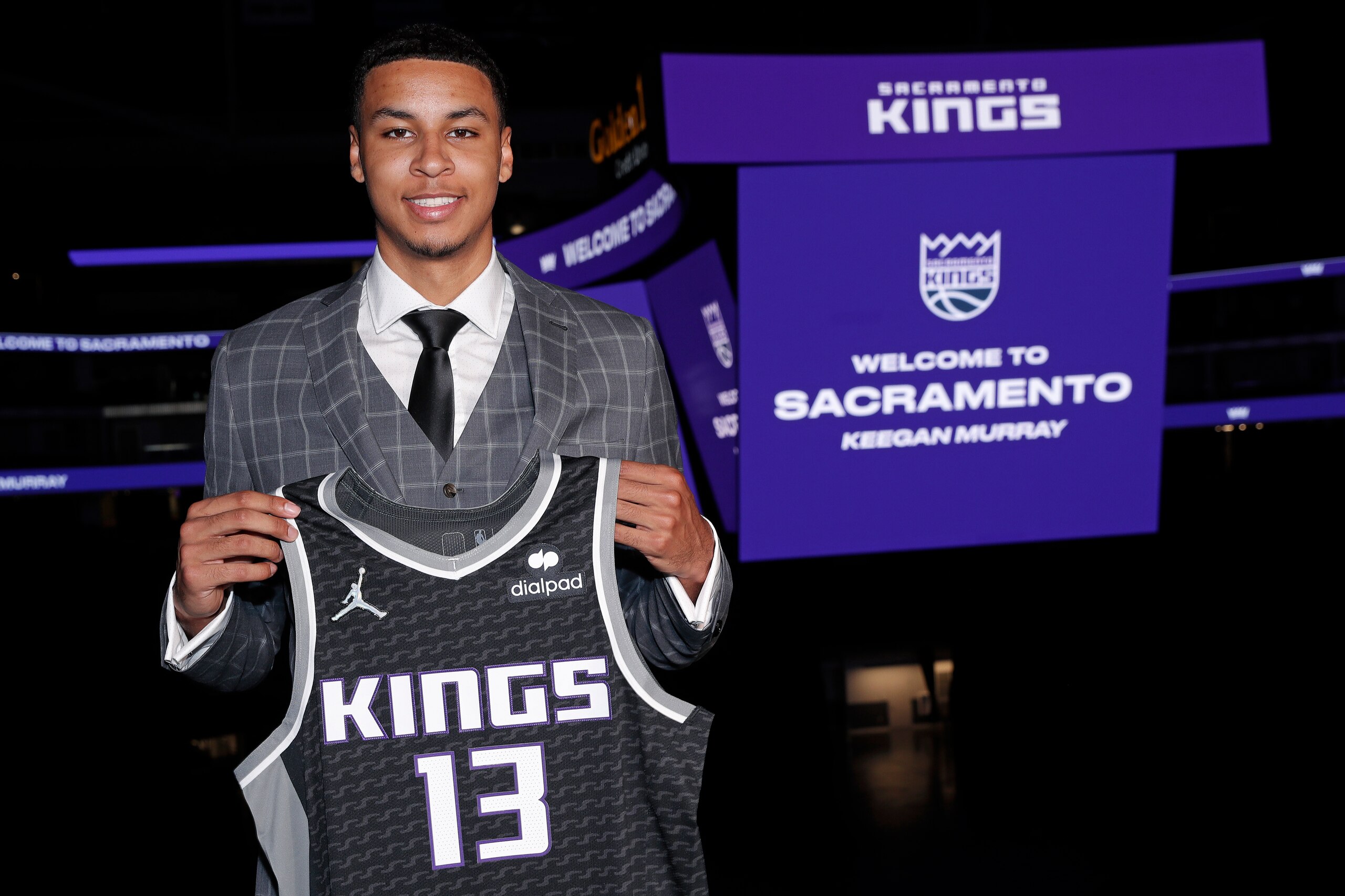 SACRAMENTO, CA - JUNE 25: Sacramento Kings 2022 NBA Draft Pick Keegan Murray poses for a photo on June 25, 2022 at the Golden 1 Center in Sacramento, California. NOTE TO USER: User expressly acknowledges and agrees that, by downloading and/or using this Photograph, user is consenting to the terms and conditions of the Getty Images License Agreement. Mandatory Copyright Notice: Copyright 2022 NBAE (Photo by Rocky Widner/NBAE via Getty Images)