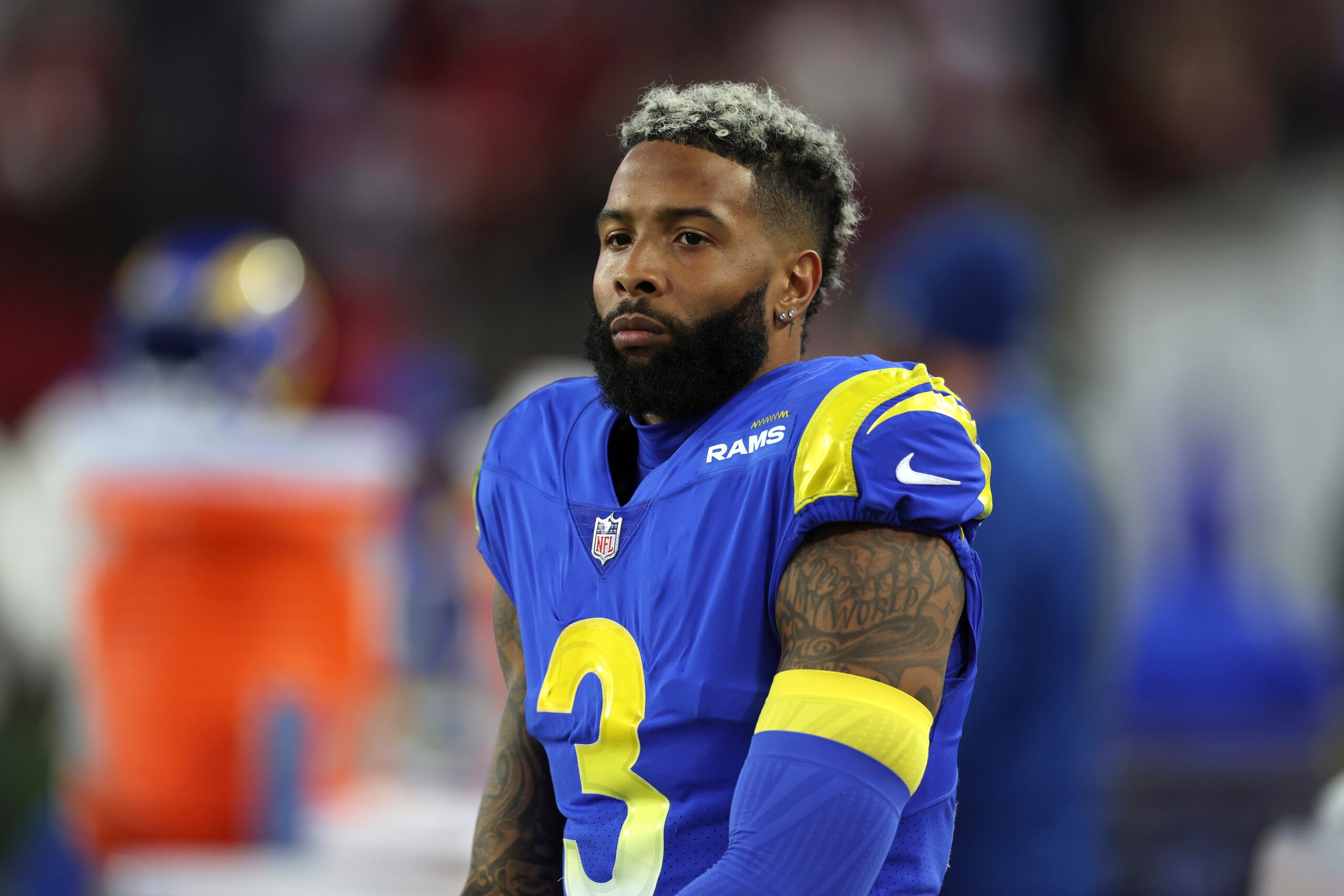 Football: NFL Playoffs: Los Angeles Rams Odell Beckham Jr. (3) during game vs Tampa Bay Buccaneers at Raymond James Stadium. Tampa, FL 1/23/2022 CREDIT: Simon Bruty (Photo by Simon Bruty/Sports Illustrated via Getty Images) (Set Number: X163913 TK1)