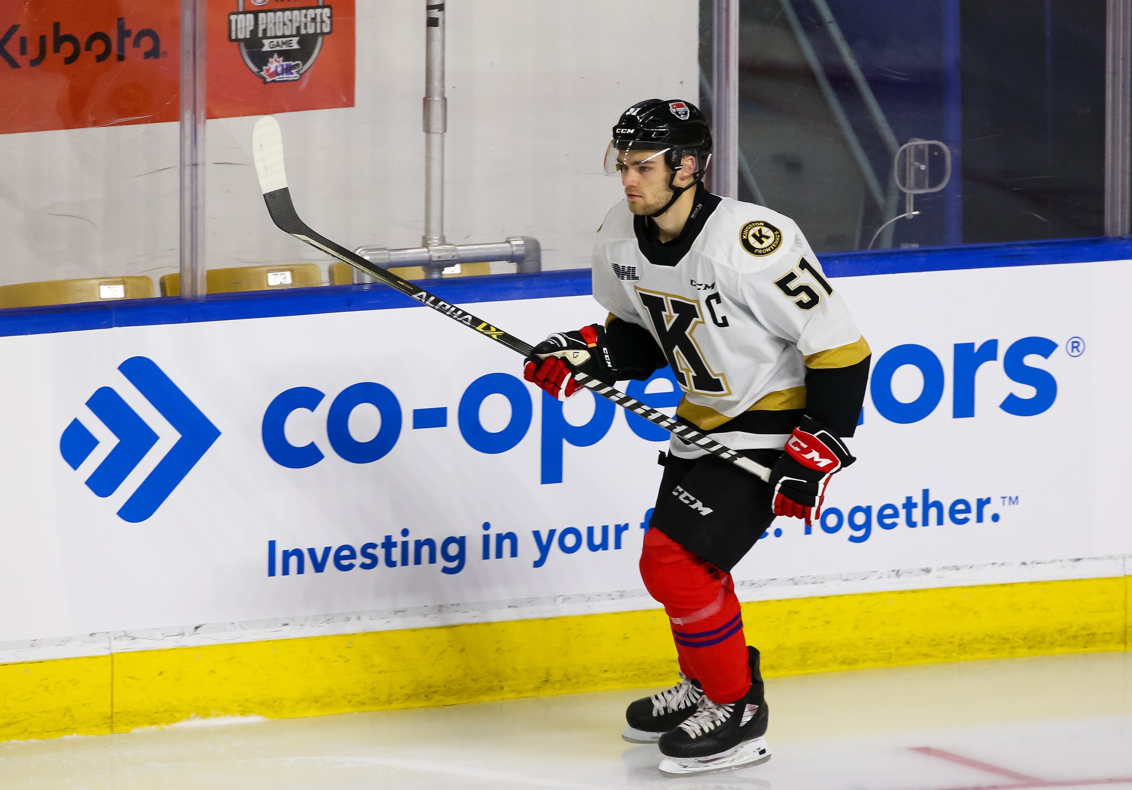 KITCHENER, ONTARIO - MARCH 23: Shane Wright #51 of Team Red skates during morning skate prior to the 2022 CHL/NHL Top Prospects Game at Kitchener Memorial Auditorium on March 23, 2022 in Kitchener, Ontario. (Photo by Chris Tanouye/Getty Images)
