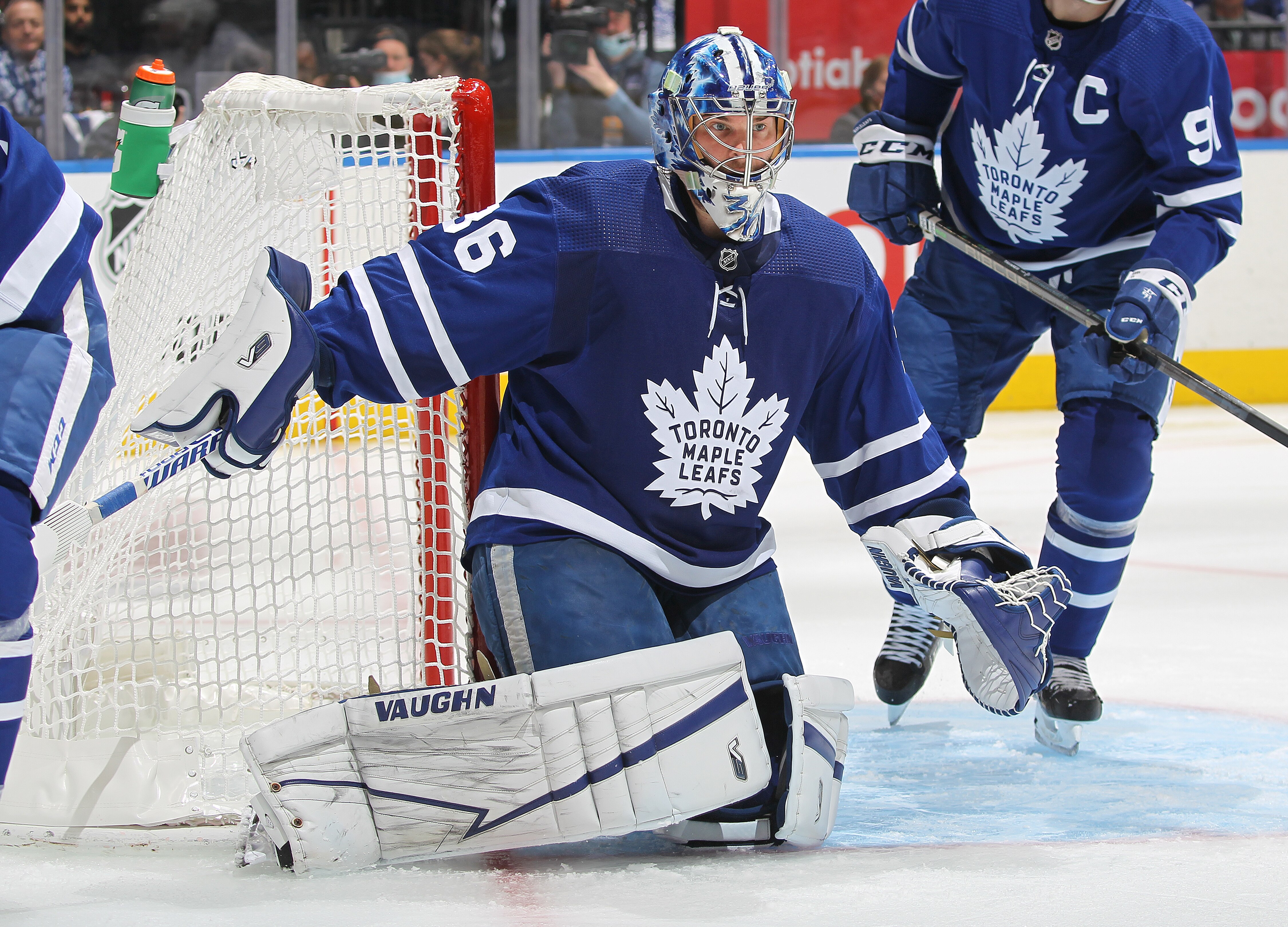 TORONTO, ON - MAY 14:  Jack Campbell #36 of the Toronto Maple Leafs watches for a rebound against the Tampa Bay Lightning during Game Seven of the First Round of the 2022 Stanley Cup Playoffs at Scotiabank Arena on May 14, 2022 in Toronto, Ontario, Canada. ( Photo by Claus Andersen/Getty images)