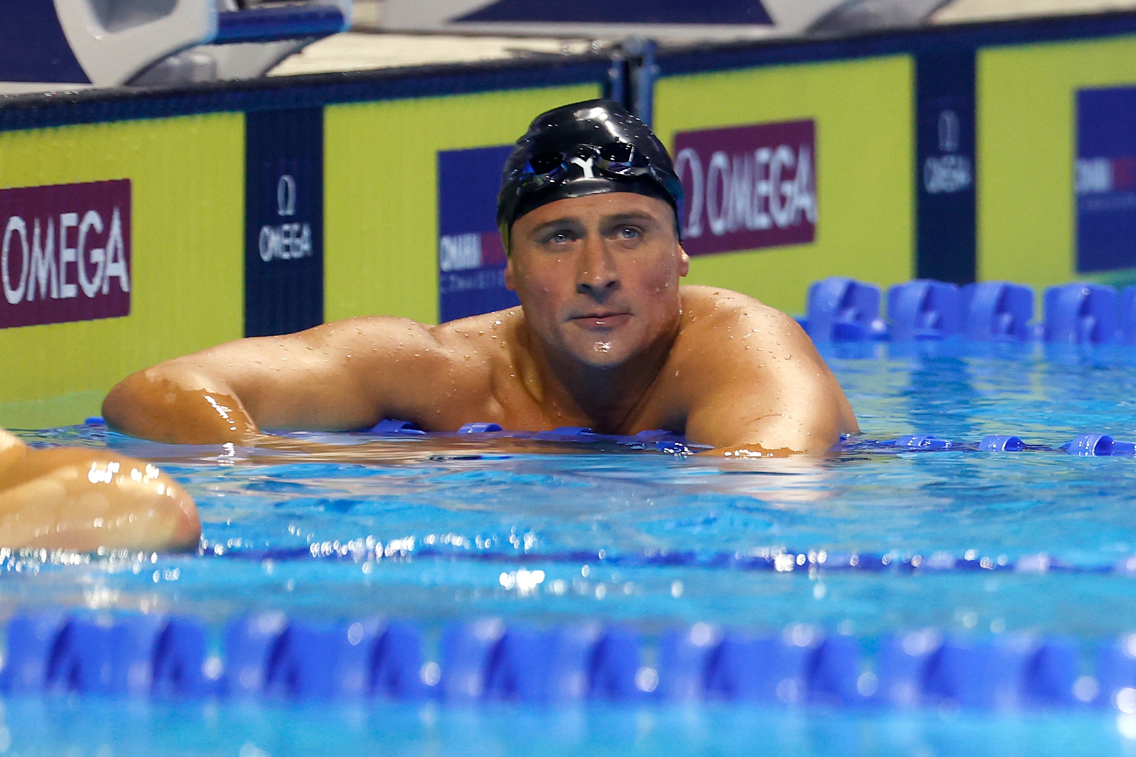OMAHA, NEBRASKA - JUNE 18: Ryan Lochte of the United States reacts after competing in the Men's 200m individual medley final during Day Six of the 2021 U.S. Olympic Team Swimming Trials at CHI Health Center on June 18, 2021 in Omaha, Nebraska. (Photo by Al Bello/Getty Images)