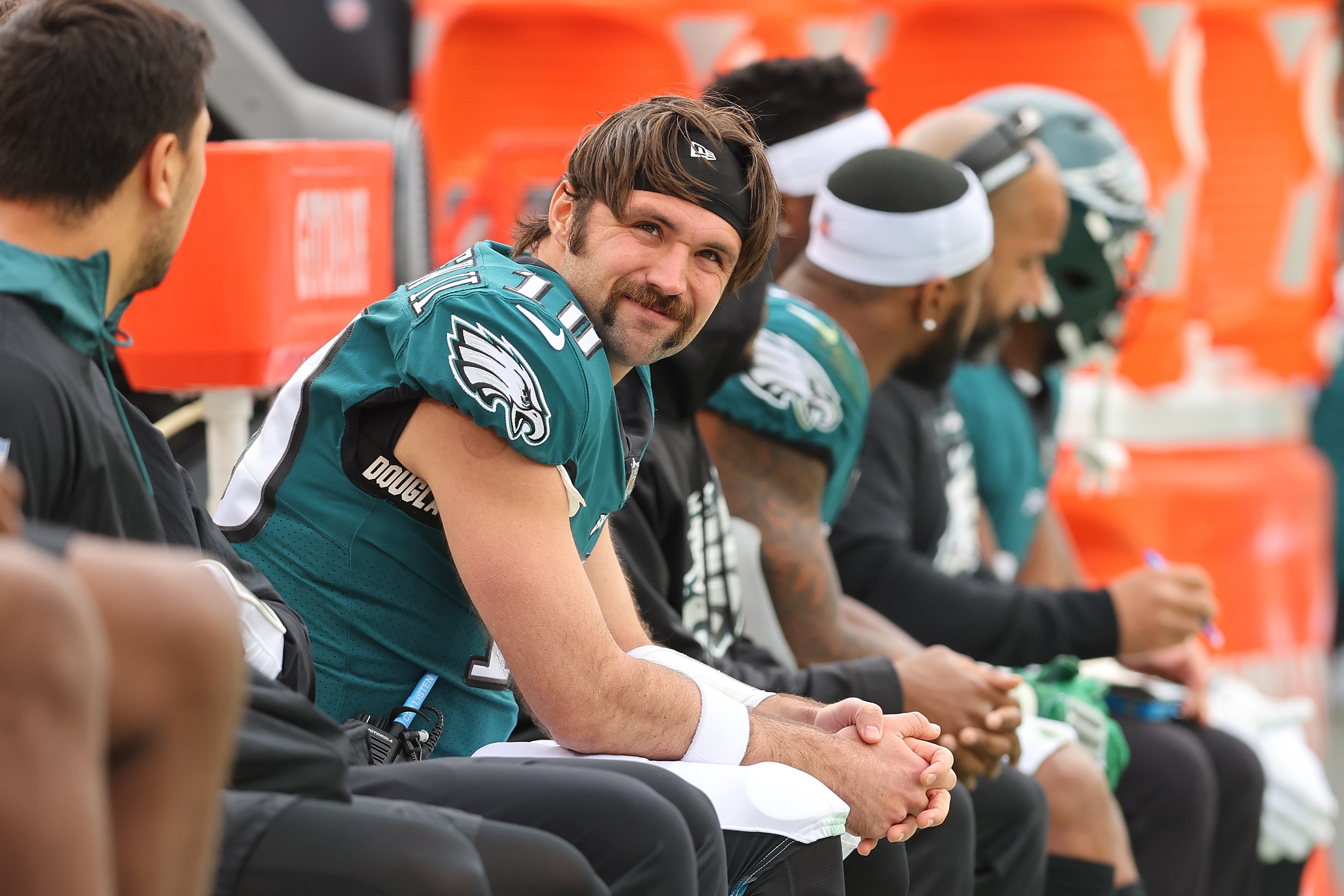 TAMPA, FLORIDA - JANUARY 16: Gardner Minshew #10 of the Philadelphia Eagles looks on against the Tampa Bay Buccaneers in the second half of the NFC Wild Card Playoff game at Raymond James Stadium on January 16, 2022 in Tampa, Florida.  (Photo by Michael Reaves/Getty Images)