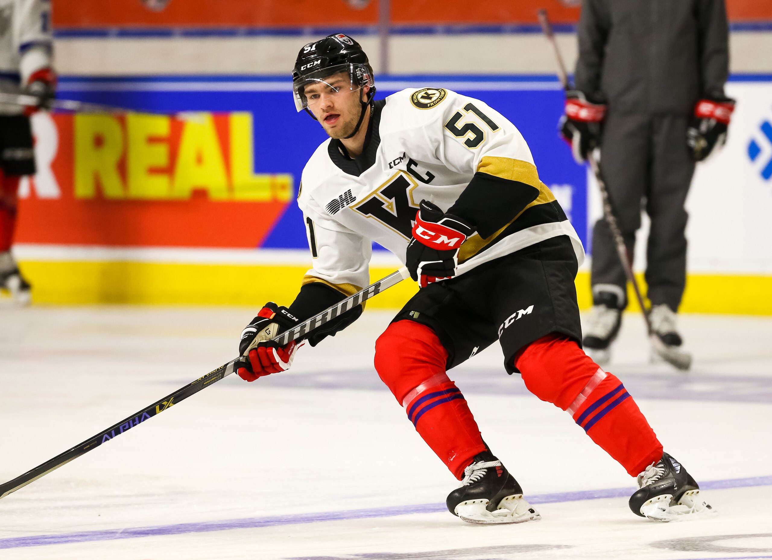 KITCHENER, ONTARIO - MARCH 23: Shane Wright #51 of Team Red skates during morning skate prior to the 2022 CHL/NHL Top Prospects Game at Kitchener Memorial Auditorium on March 23, 2022 in Kitchener, Ontario. (Photo by Chris Tanouye/Getty Images)