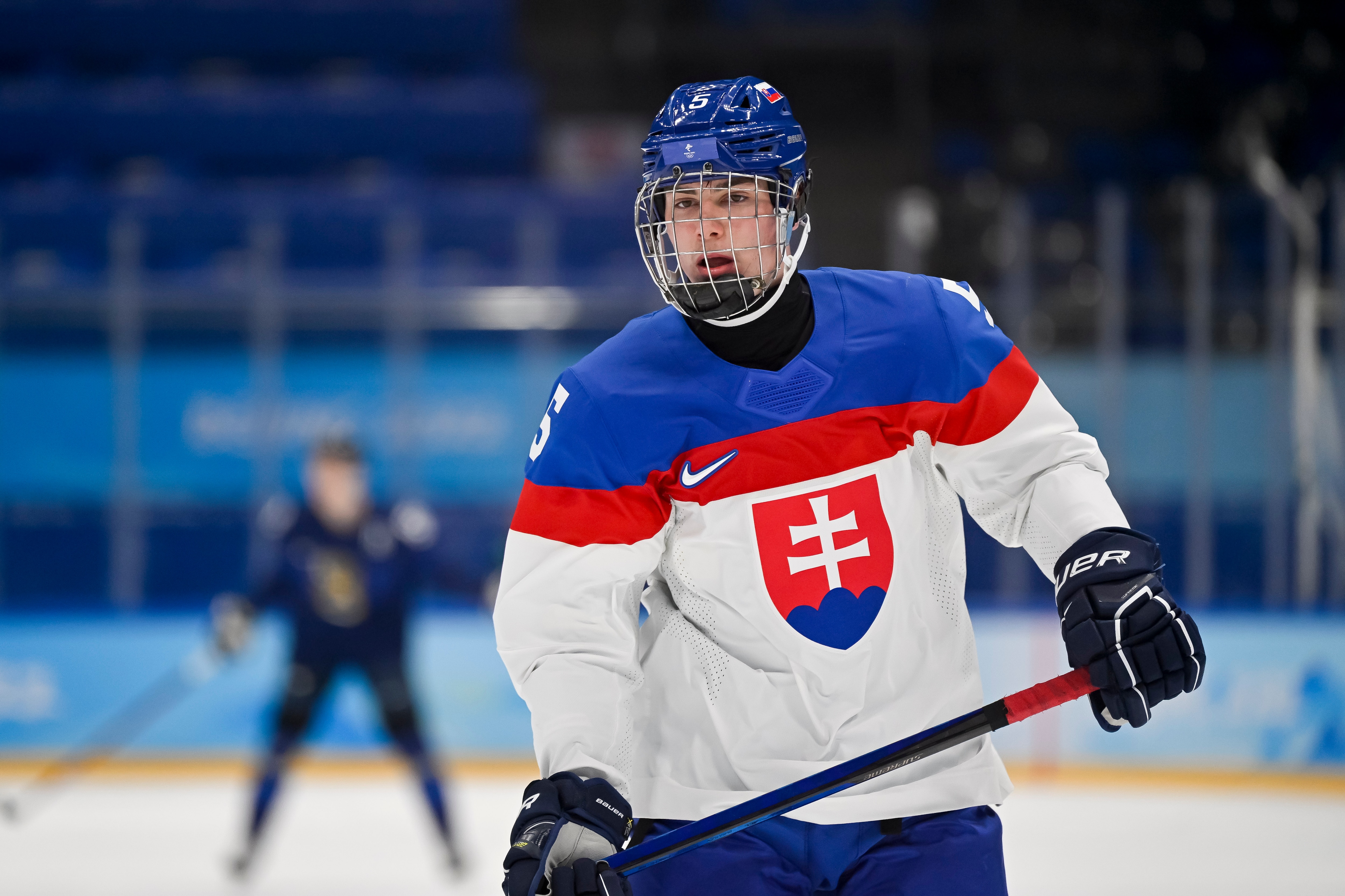 BEIJING, CHINA - FEBRUARY 10: Simon Nemec of Slovakia looks on at the men's ice hockey group C preliminary round match between Finland and Slovakia during the Beijing 2022 Winter Olympics at National Indoor Stadium on February 10, 2022 in Beijing, China. (Photo by Mario Hommes/DeFodi Images via Getty Images) BEIJING, CHINA - FEBRUARY 10: Simon Nemec of Slovakia looks on at the men's ice hockey group C preliminary round match between Finland and Slovakia during the Beijing 2022 Winter Olympics at National Indoor Stadium on February 10, 2022 in Beijing, China. (Photo by Mario Hommes/DeFodi Images via Getty Images)