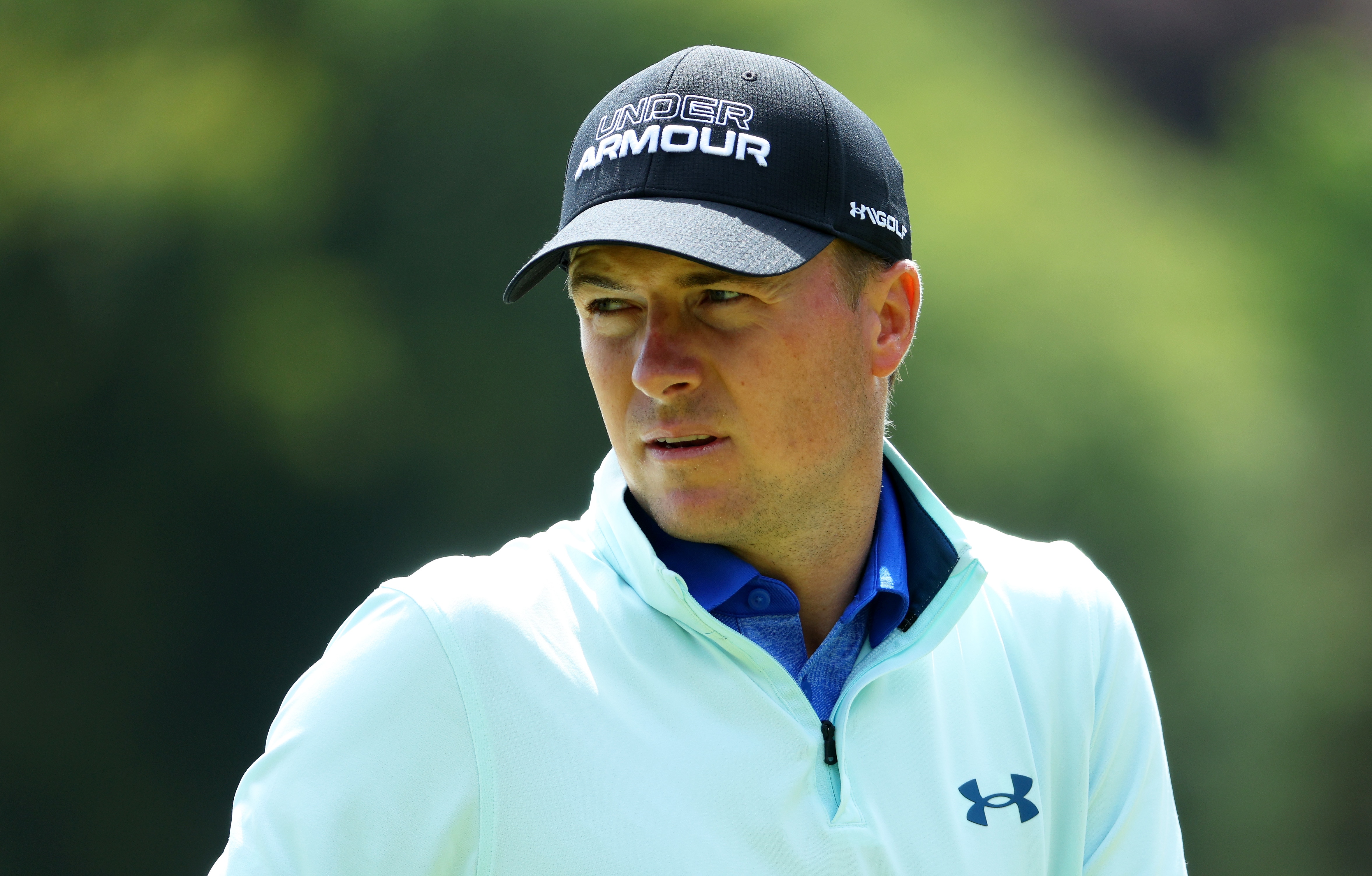 NORTH BERWICK, SCOTLAND - JULY 08: Jordan Spieth of USA looks on during Day Two of the Genesis Scottish Open at The Renaissance Club on July 08, 2022 in North Berwick, Scotland. (Photo by Andrew Redington/Getty Images)