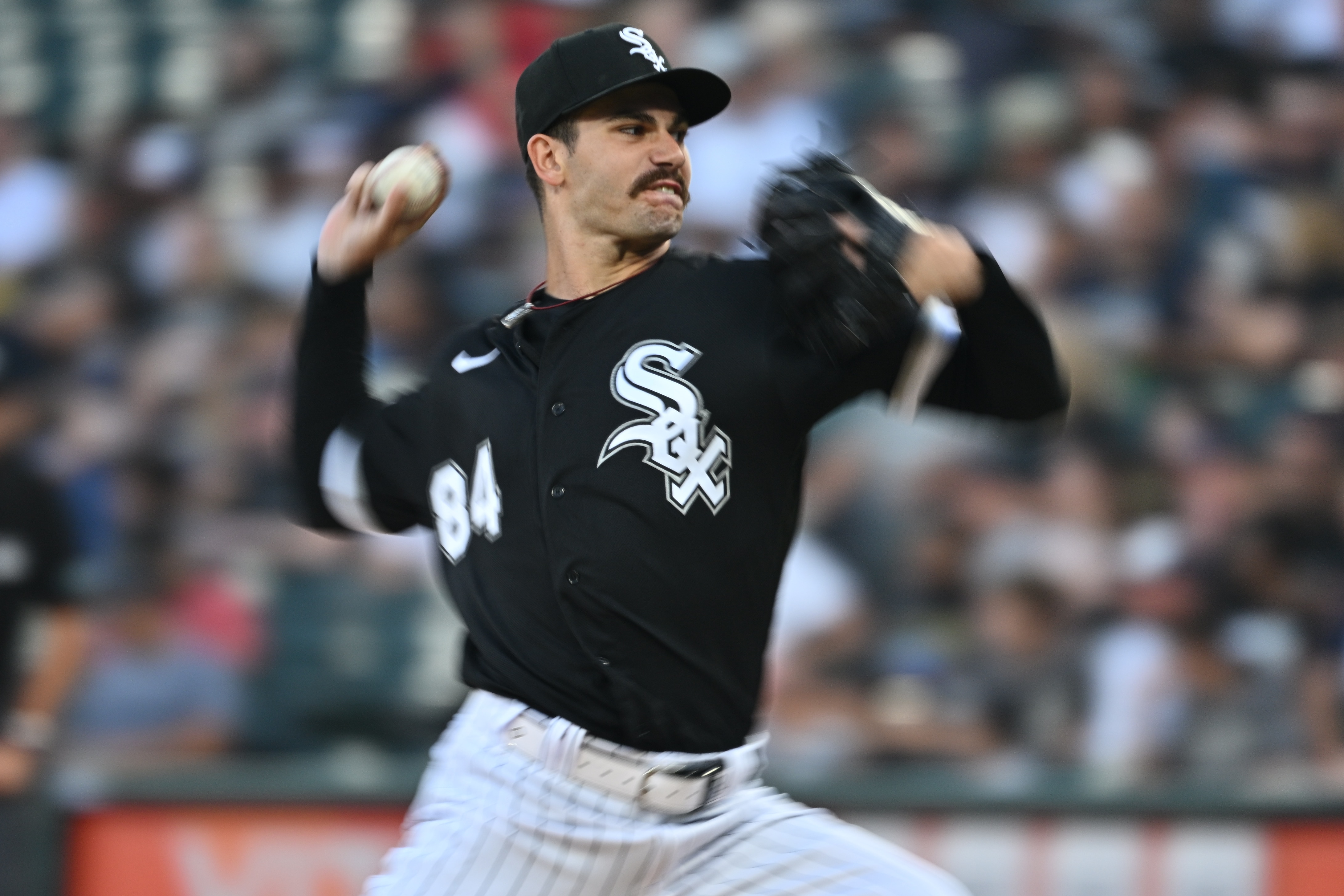 CHICAGO, IL - JULY 07:  Dylan Cease #84 of the Chicago White Sox pitches in the second inning against the Detroit Tigers at Guaranteed Rate Field on July 7, 2022 in Chicago, Illinois.  (Photo by Jamie Sabau/Getty Images)