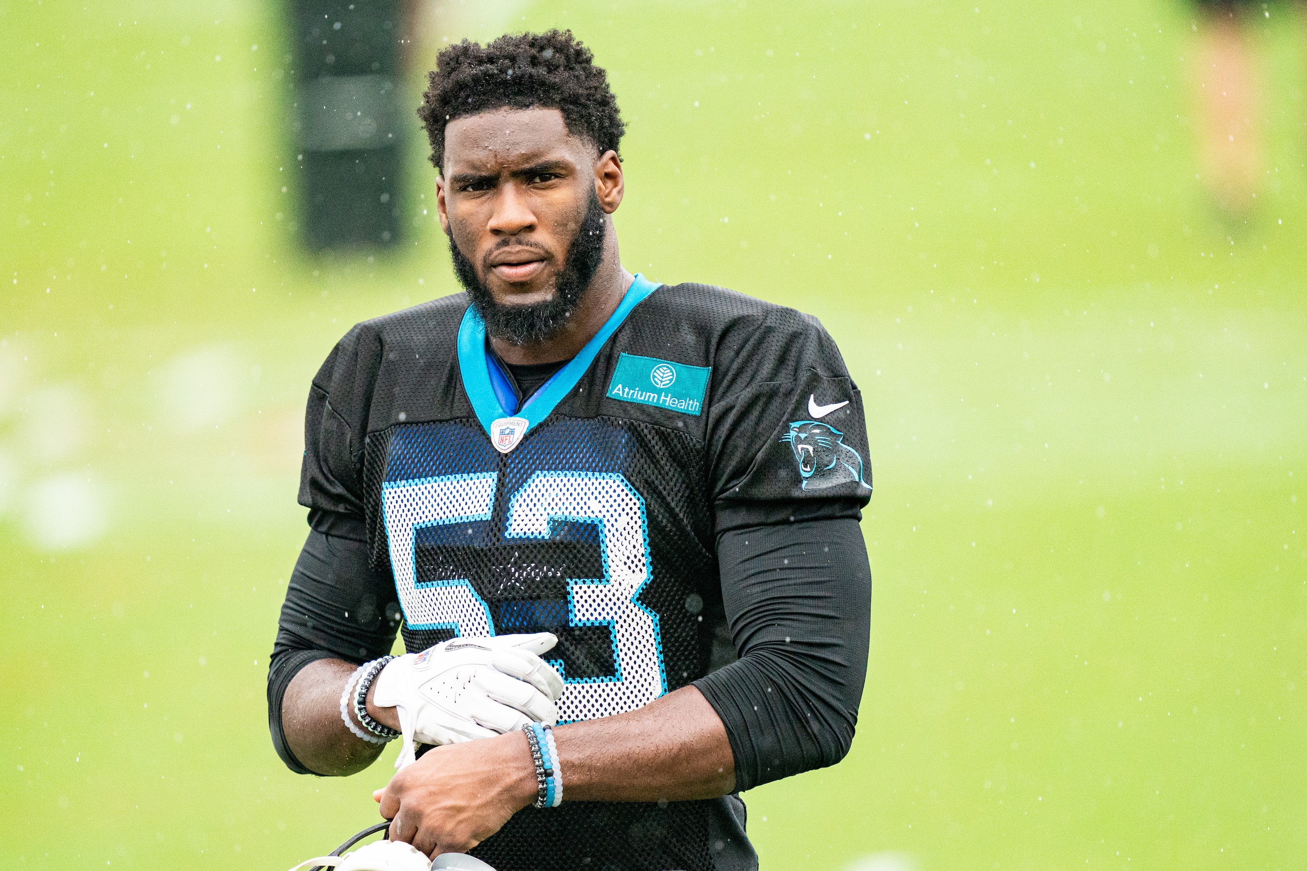 CHARLOTTE, NORTH CAROLINA - AUGUST 21: Brian Burns #53 of the Carolina Panthers during the Carolina Panthers Training Camp at Bank of America Stadium on August 21, 2020 in Charlotte, North Carolina. (Photo by Jacob Kupferman/Getty Images) CHARLOTTE, NORTH CAROLINA - AUGUST 21: Brian Burns #53 of the Carolina Panthers during the Carolina Panthers Training Camp at Bank of America Stadium on August 21, 2020 in Charlotte, North Carolina. (Photo by Jacob Kupferman/Getty Images)
