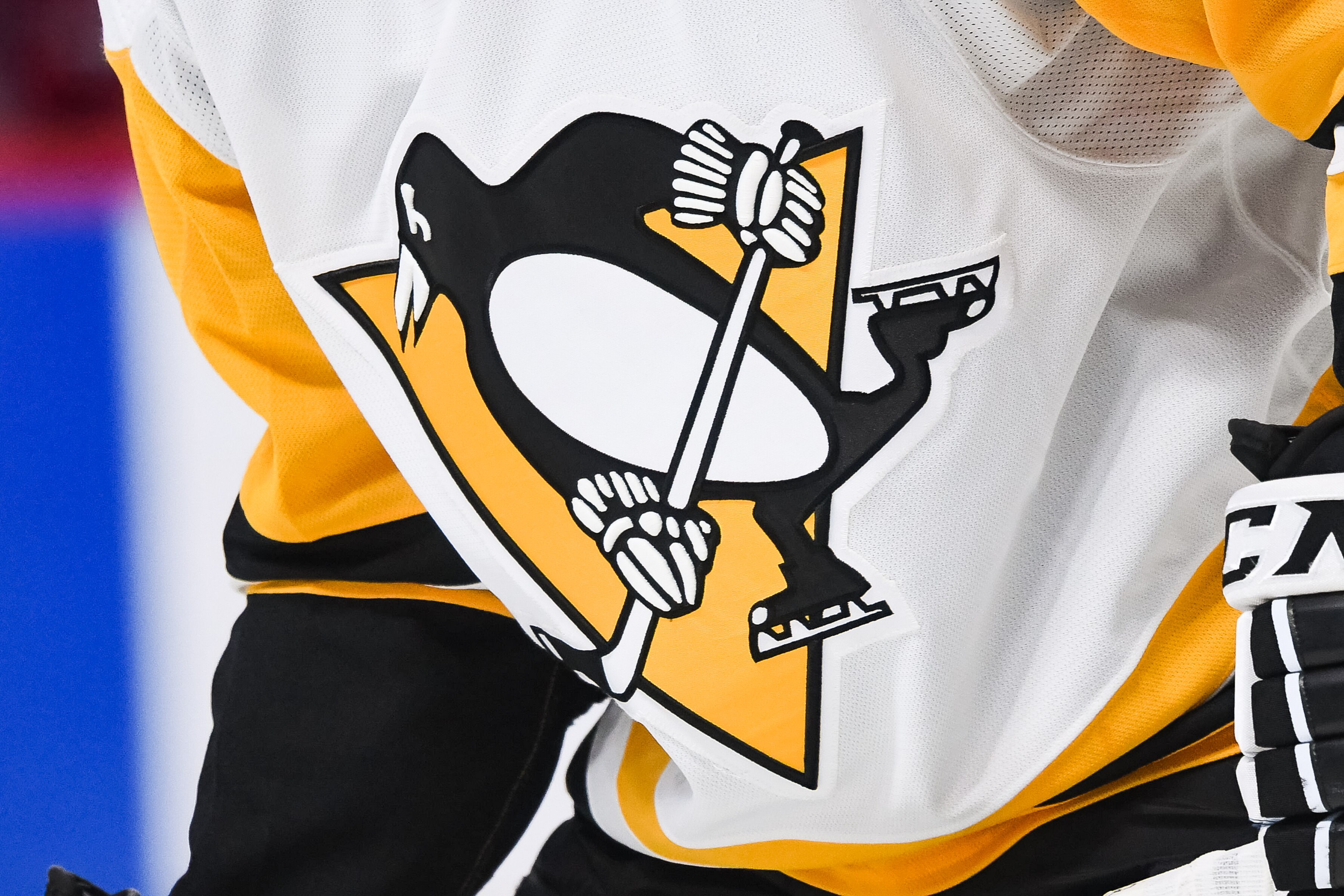 MONTREAL, QC - NOVEMBER 18: View of a Pittsburgh Penguins logo on a jersey during the Pittsburgh Penguins versus the Montreal Canadiens game on November 18, 2021, at Bell Centre in Montreal, QC (Photo by David Kirouac/Icon Sportswire via Getty Images)