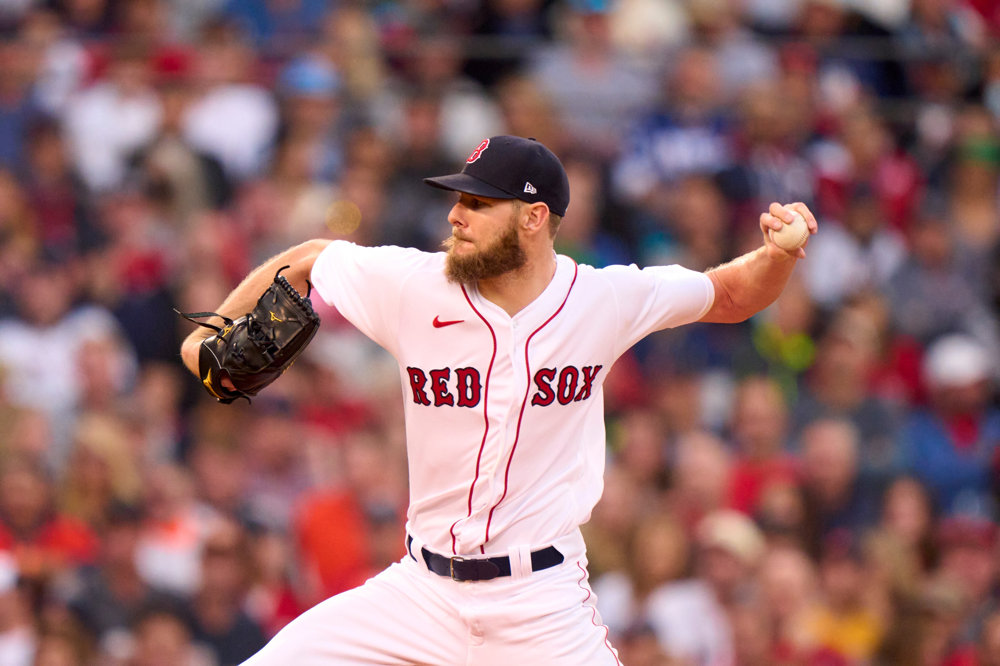 Baseball: Boston Red Sox Chris Sale (41) in action, pitching vs Houston Astros at Fenway Park. Game 5. Boston, MA 10/20/2021 CREDIT: Erick W. Rasco (Photo by Erick W. Rasco/Sports Illustrated via Getty Images) (Set Number: X163840 TK1)