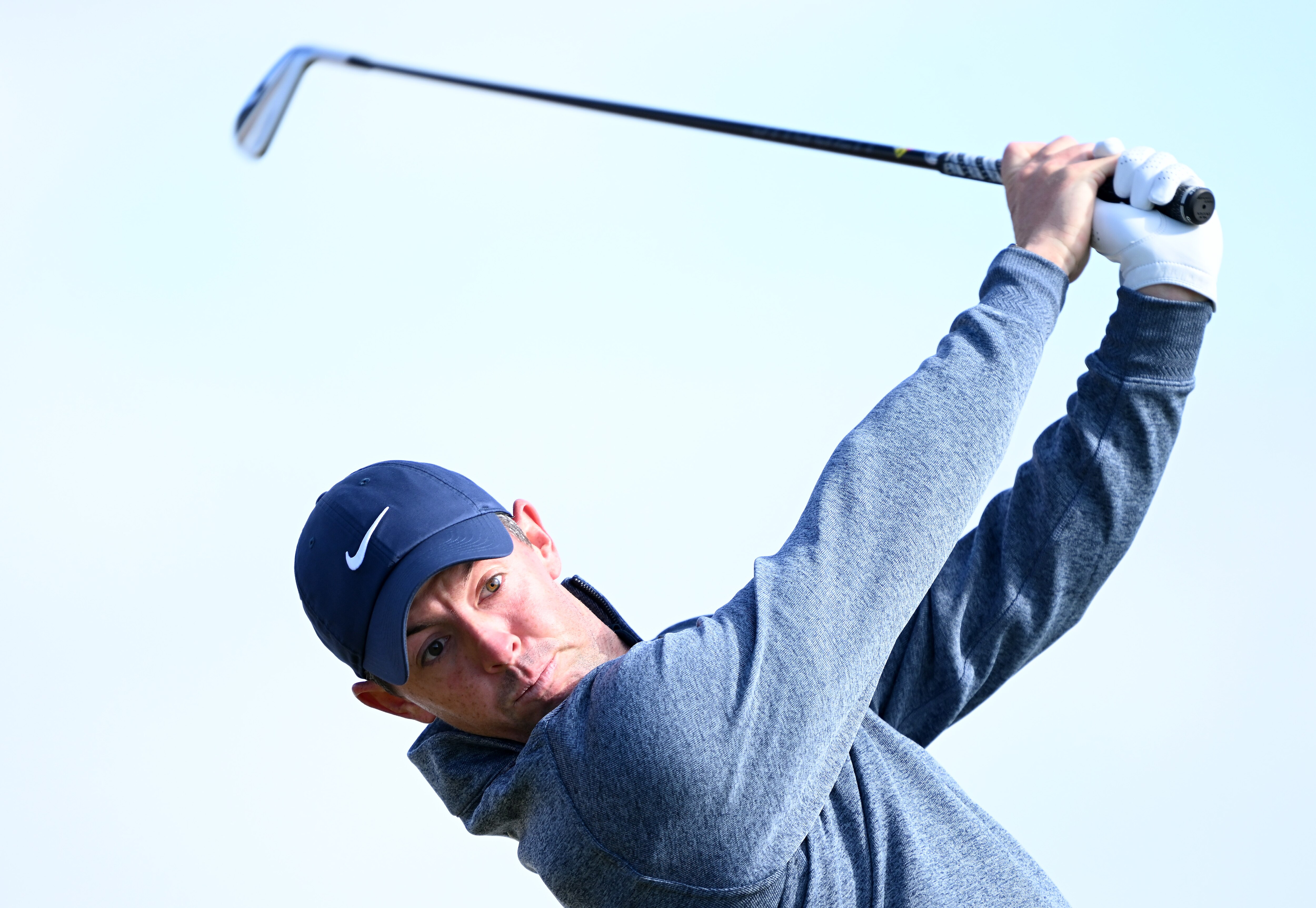 ST ANDREWS, SCOTLAND - JULY 13: Rory McIlroy of Northern Ireland plays a shot during a practice round prior to The 150th Open at St Andrews Old Course on July 13, 2022 in St Andrews, Scotland. (Photo by Ross Kinnaird/Getty Images)