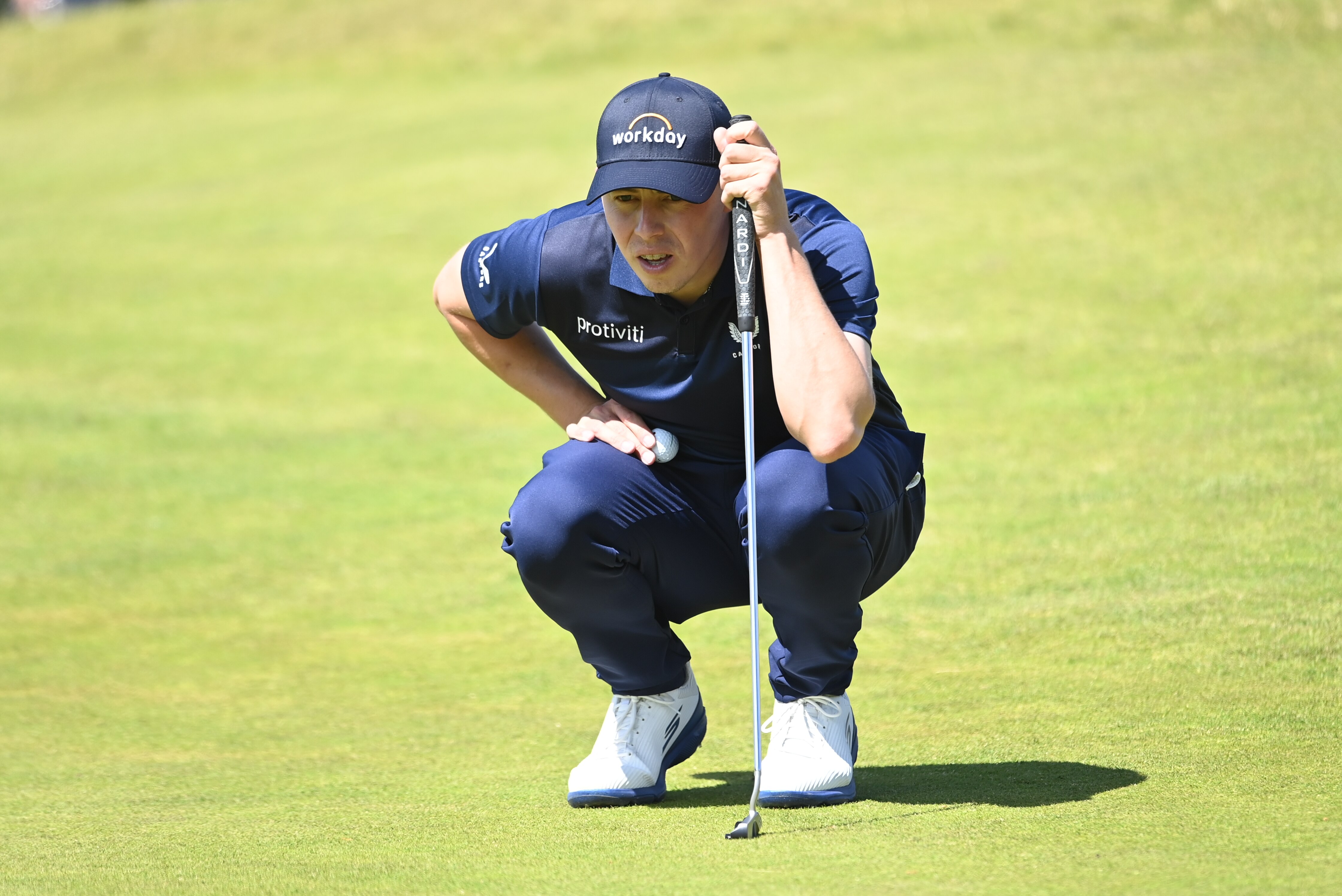 NORTH BERWICK, SCOTLAND - JULY 09: Matt Fitzpatrick on the 1st Hole during Day Three of the Genesis Scottish Open at The Renaissance Club, on July 09, 2022, in North Berwick, Scotland. (Photo by Paul Devlin/SNS Group via Getty Images)