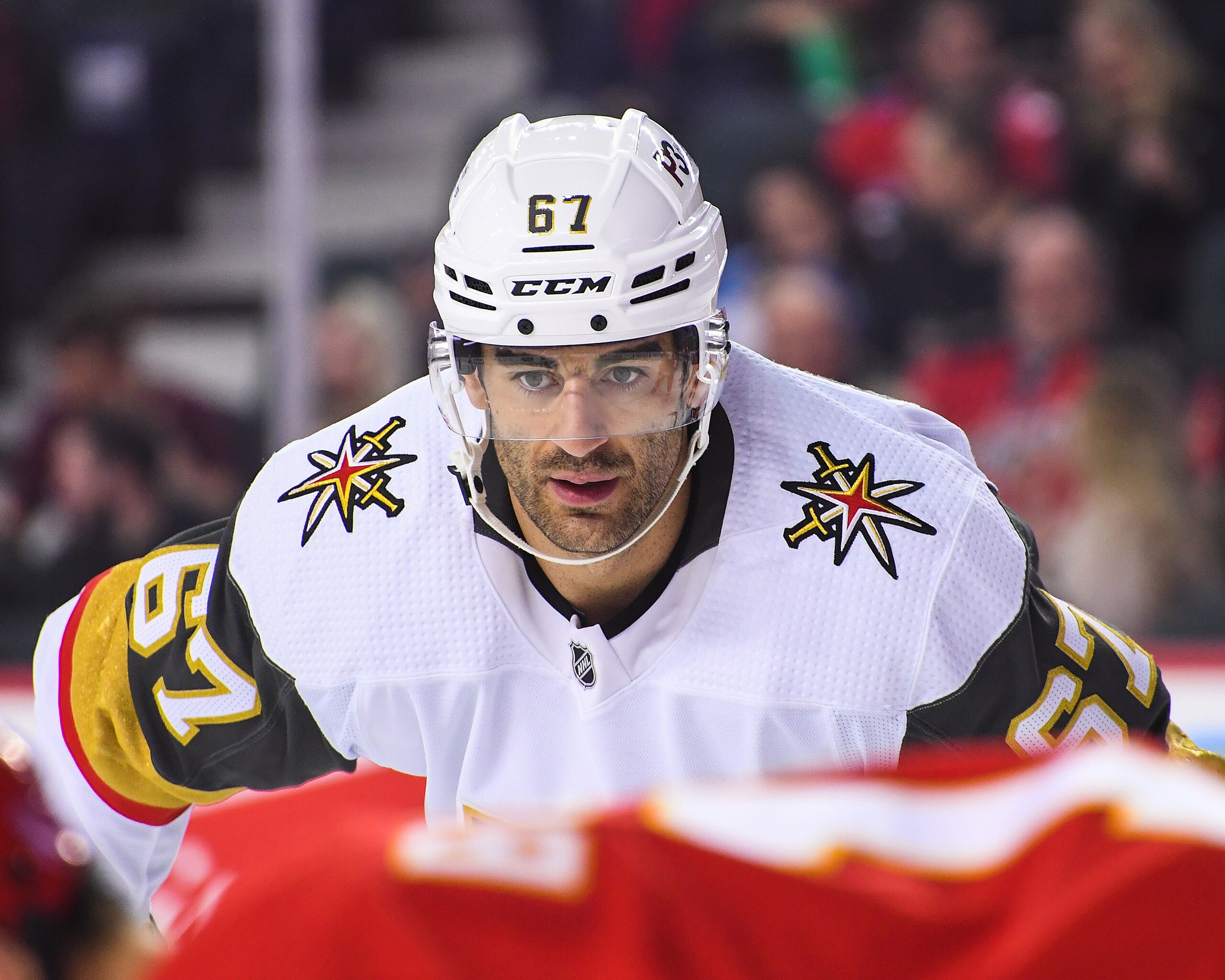 CALGARY, AB - APRIL 14: Max Pacioretty #67 of the Vegas Golden Knights in action against the Calgary Flames during an NHL game at Scotiabank Saddledome on April 14, 2022 in Calgary, Alberta, Canada. (Photo by Derek Leung/Getty Images)