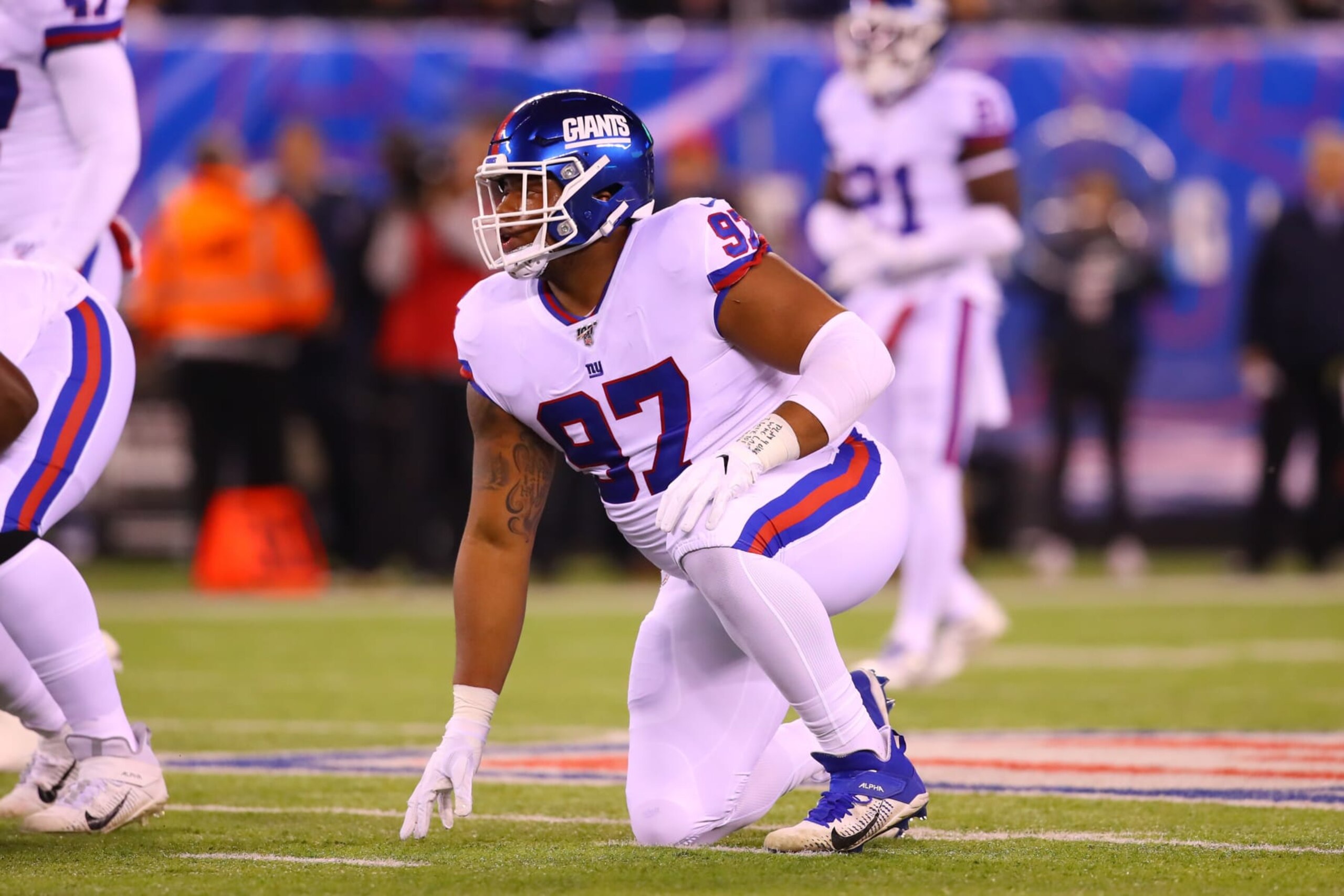 EAST RUTHERFORD, NJ - NOVEMBER 04: New York Giants defensive tackle Dexter Lawrence (97) during the National Football League game between the New York Giants and the Dallas Cowboys on November 4, 2019 at MetLife Stadium in East Rutherford, NJ. (Photo by Rich Graes fourthsle/Icon Sportswire via Getty Images) EAST RUTHERFORD, NJ - NOVEMBER 04: New York Giants defensive tackle Dexter Lawrence (97) during the National Football League game between the New York Giants and the Dallas Cowboys on November 4, 2019 at MetLife Stadium in East Rutherford, NJ. (Photo by Rich Graes fourthsle/Icon Sportswire via Getty Images)