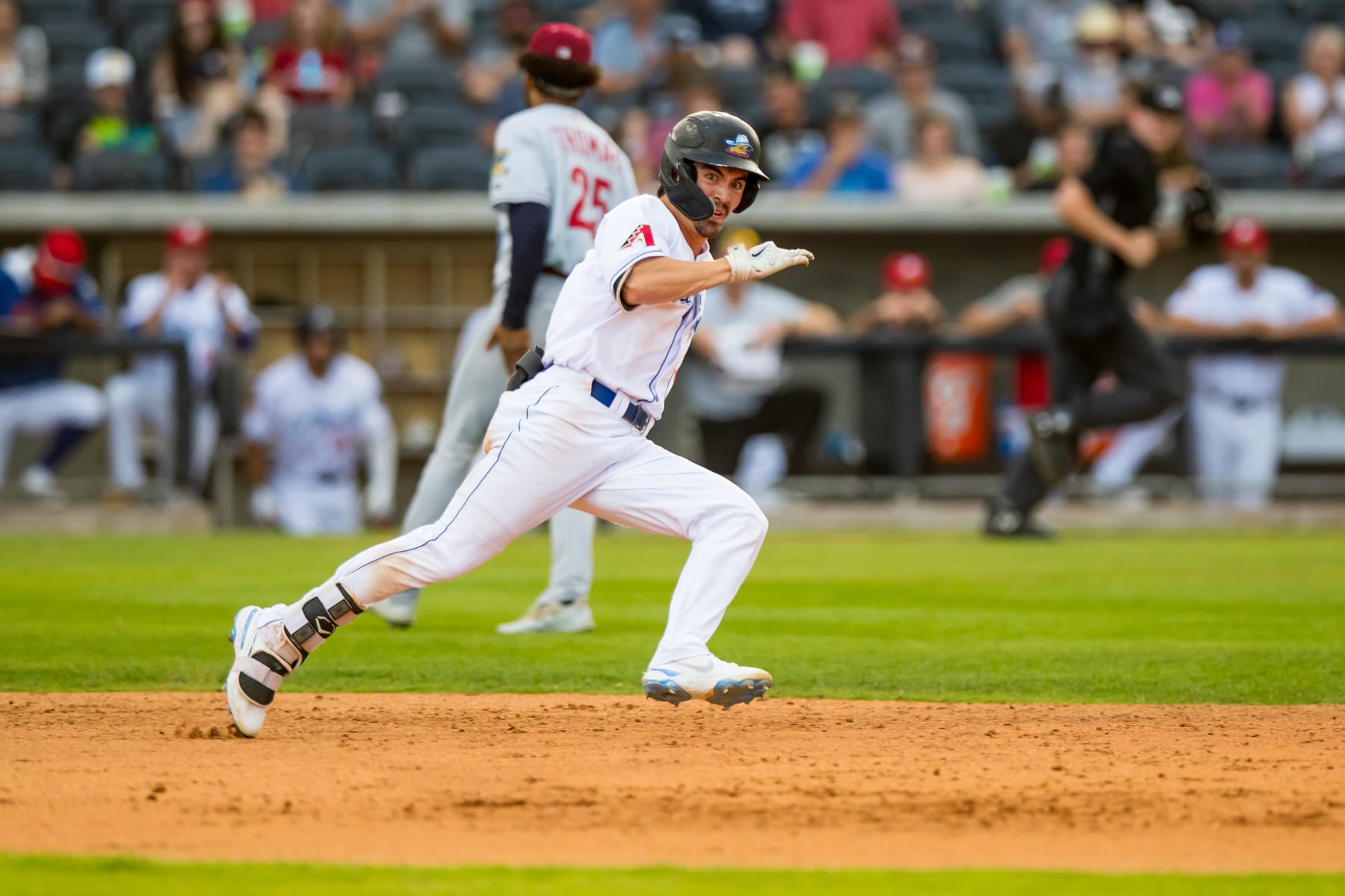 AMARILLO, TEXAS - JUNE 12: Outfielder Corbin Carroll #2 of the Amarillo Sod Poodles runs to second base during the game against the Frisco RoughRiders at HODGETOWN Stadium on June 12, 2022 in Amarillo, Texas. (Photo by John E. Moore III/Getty Images)