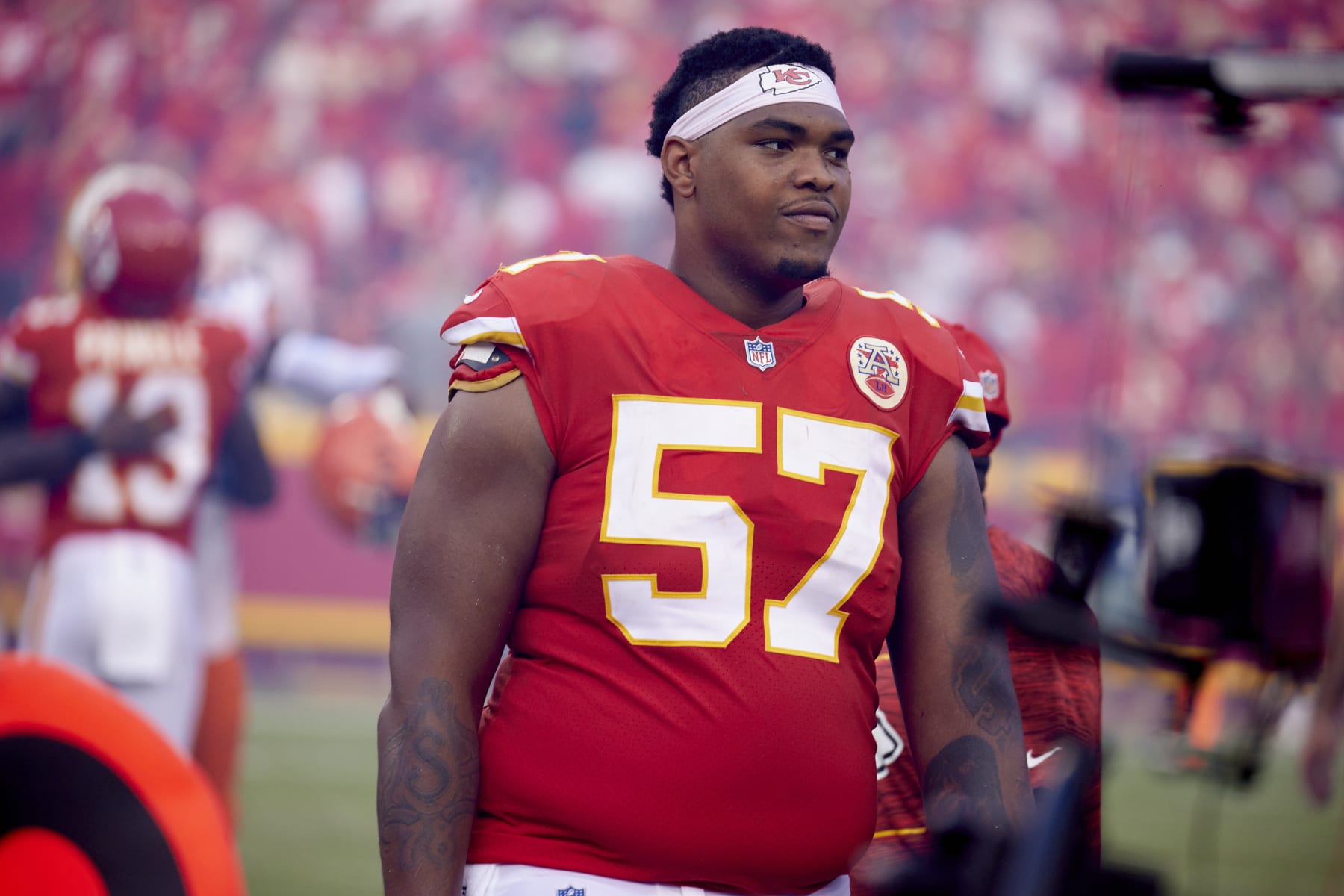 Football: Kansas City Chiefs  Orlando Brown (57) during game vs Cleveland Browns at Arrowhead Stadium. Kansas City, MO 9/12/2021 CREDIT: David E. Klutho (Photo by David E. Klutho/Sports Illustrated via Getty Images) (Set Number: X163794 TK1)