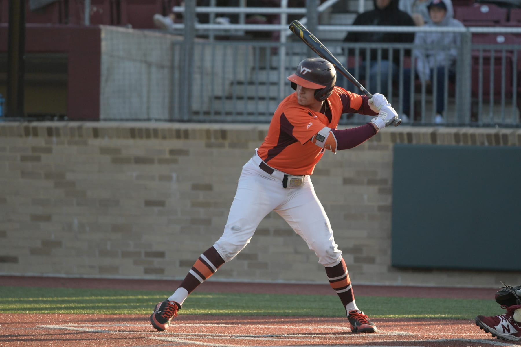 BRIGHTON, MA - APRIL 22: Virginia Tech Hokies outfielder Gavin Cross (19) watches a pitch during a college baseball game between the Virginia Tech Hokies and Boston College Eagles on April 22, 2022 at the Eddie Pellagrini Diamond in Brighton, MA. (Photo by Erica Denhoff/Icon Sportswire via Getty Images) BRIGHTON, MA - APRIL 22: Virginia Tech Hokies outfielder Gavin Cross (19) watches a pitch during a college baseball game between the Virginia Tech Hokies and Boston College Eagles on April 22, 2022 at the Eddie Pellagrini Diamond in Brighton, MA. (Photo by Erica Denhoff/Icon Sportswire via Getty Images)