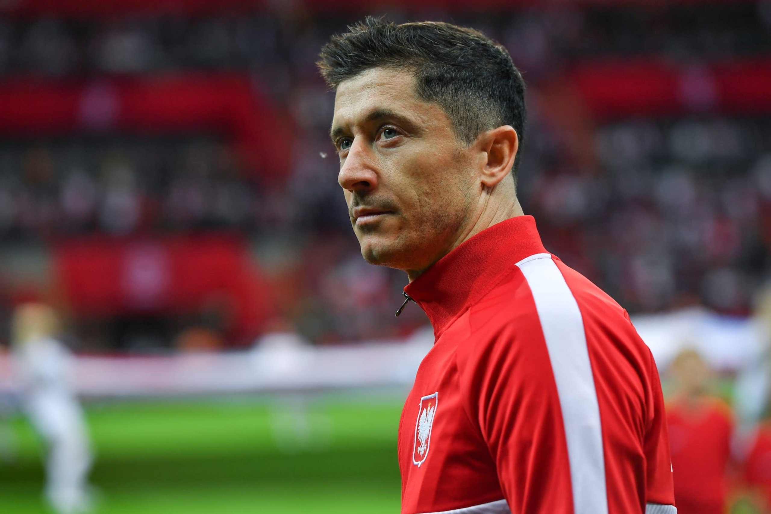 WARSAW, POLAND - JUNE 14: Robert Lewandowski of Poland looks on during the UEFA Nations League League A Group 4 match between Poland and Belgium at PGE Narodowy on June 14, 2022 in Warsaw, Poland. (Photo by PressFocus/MB Media/Getty Images)